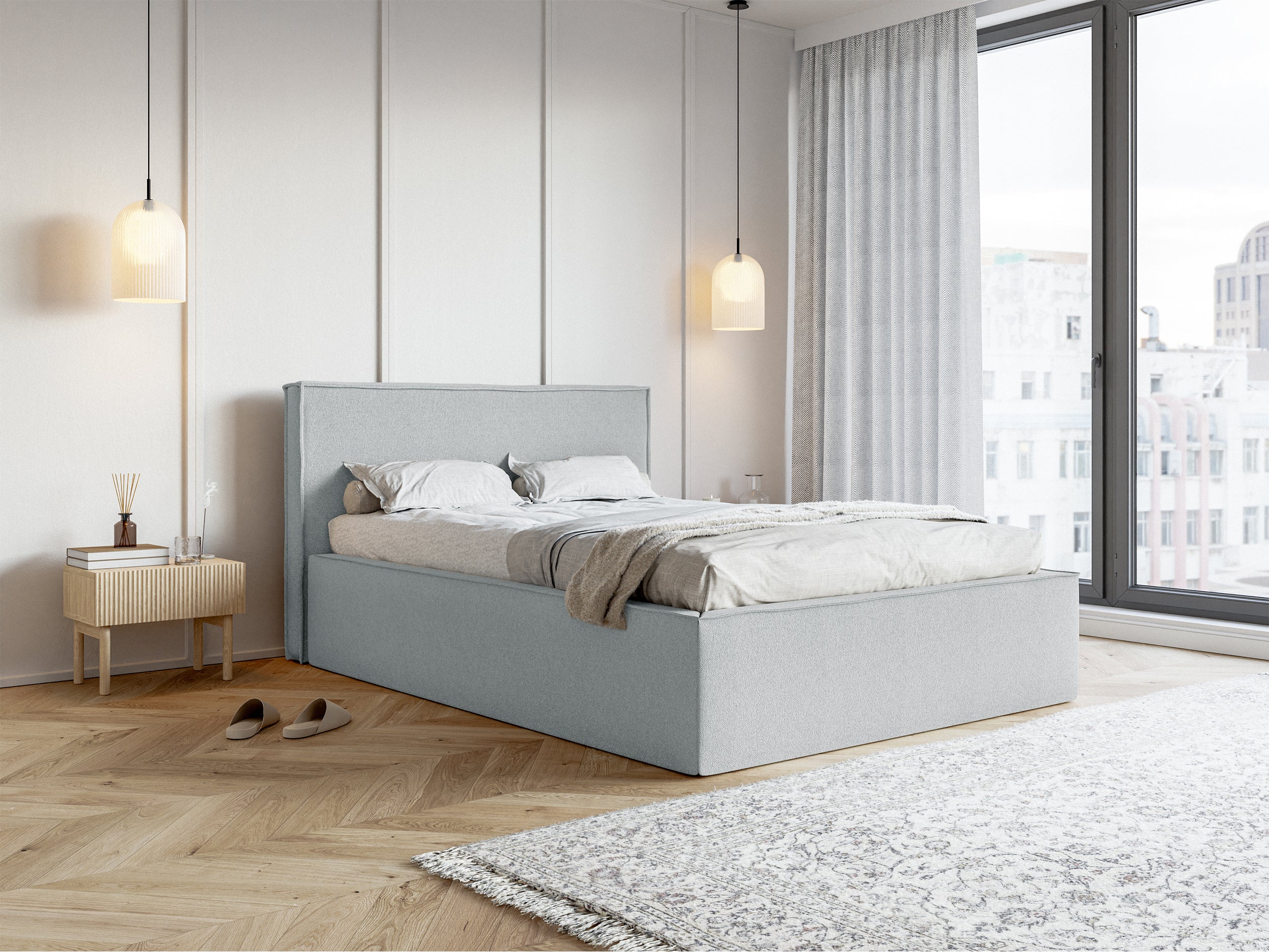 selsey-lucera-gepolstertes-bett-160x200-cm-mit-stauraum-grau-chenille image 3