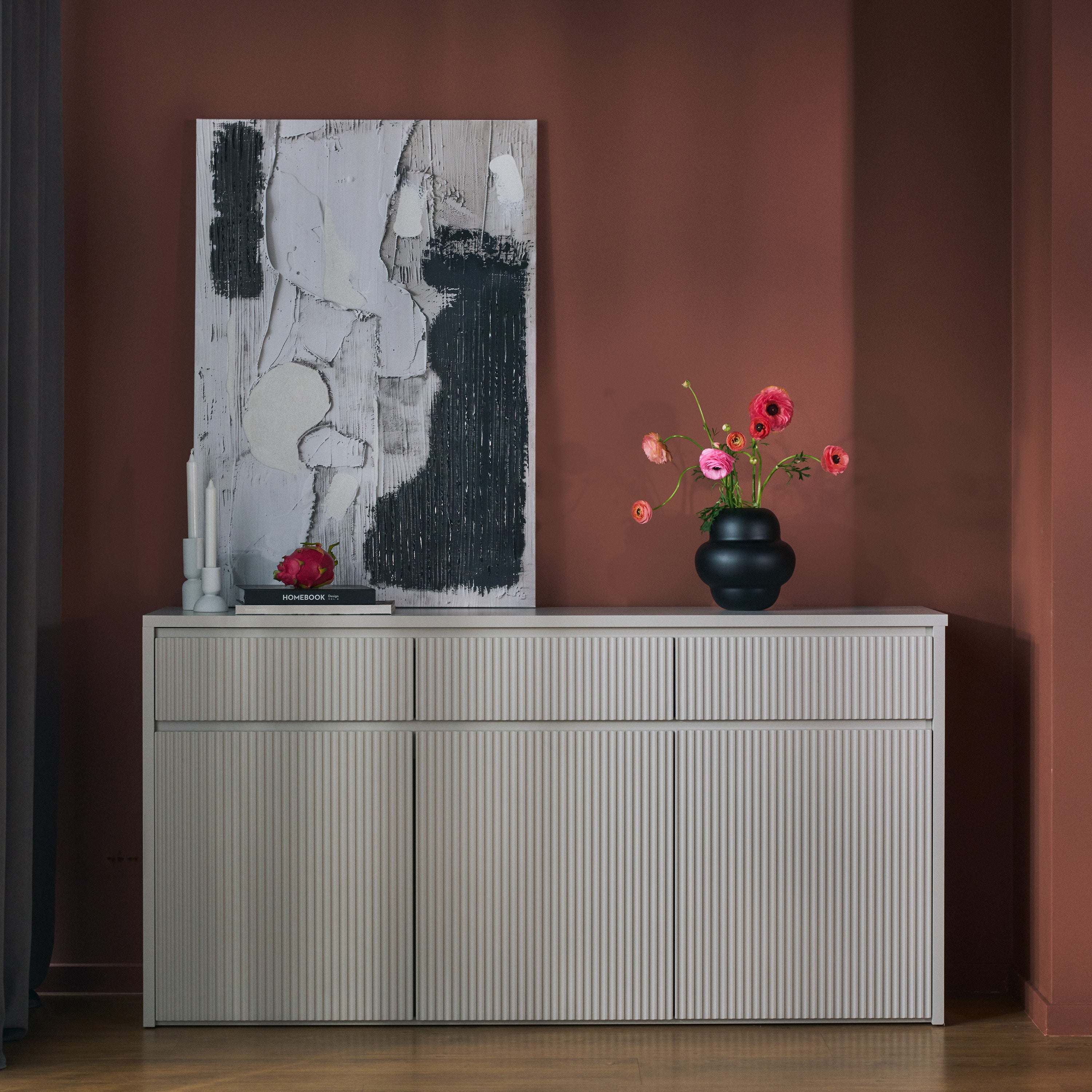 selsey-vemmi-dreht-r-kommode-155-cm-mit-3-schubladen-geriffelte-kaschmir-front image 6