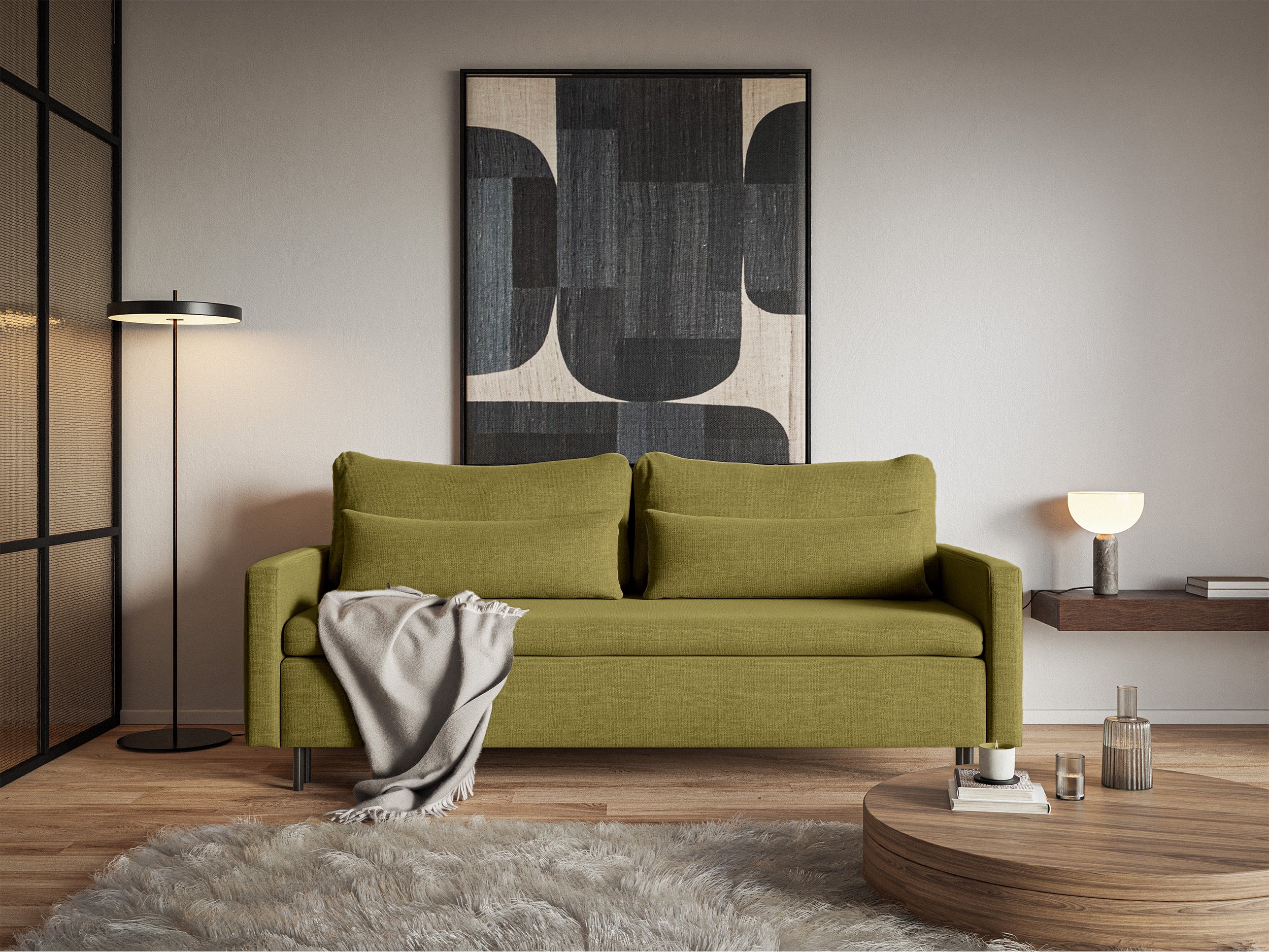 selsey-umpro-dreisitzer-schlafsofa-mit-stauraum-olivgr-ne-chenille-ausklappbar-d image 2