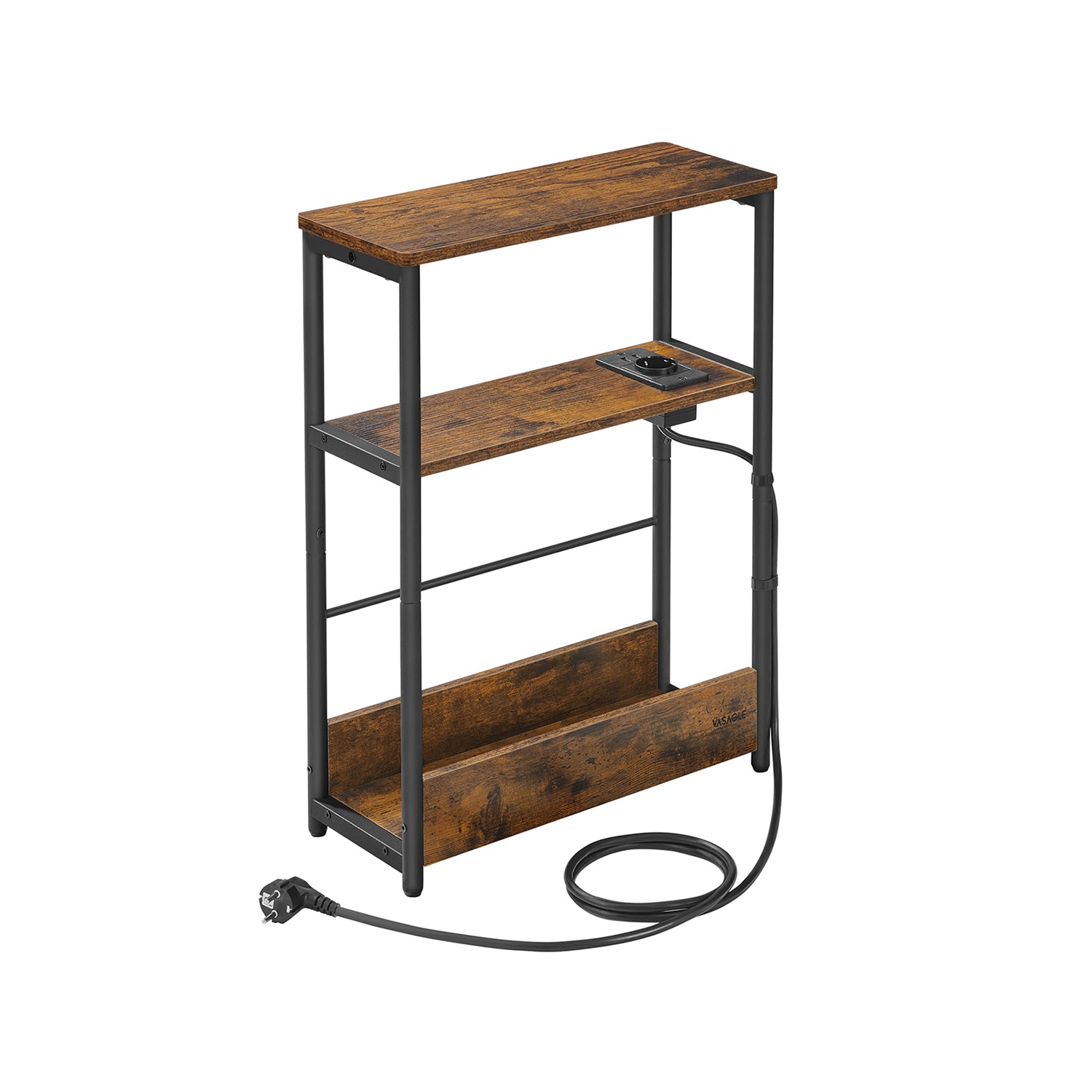 vasagle-beistelltisch-mit-ladefunktion-schmaler-beistelltisch-mit-3-ablagen image 3