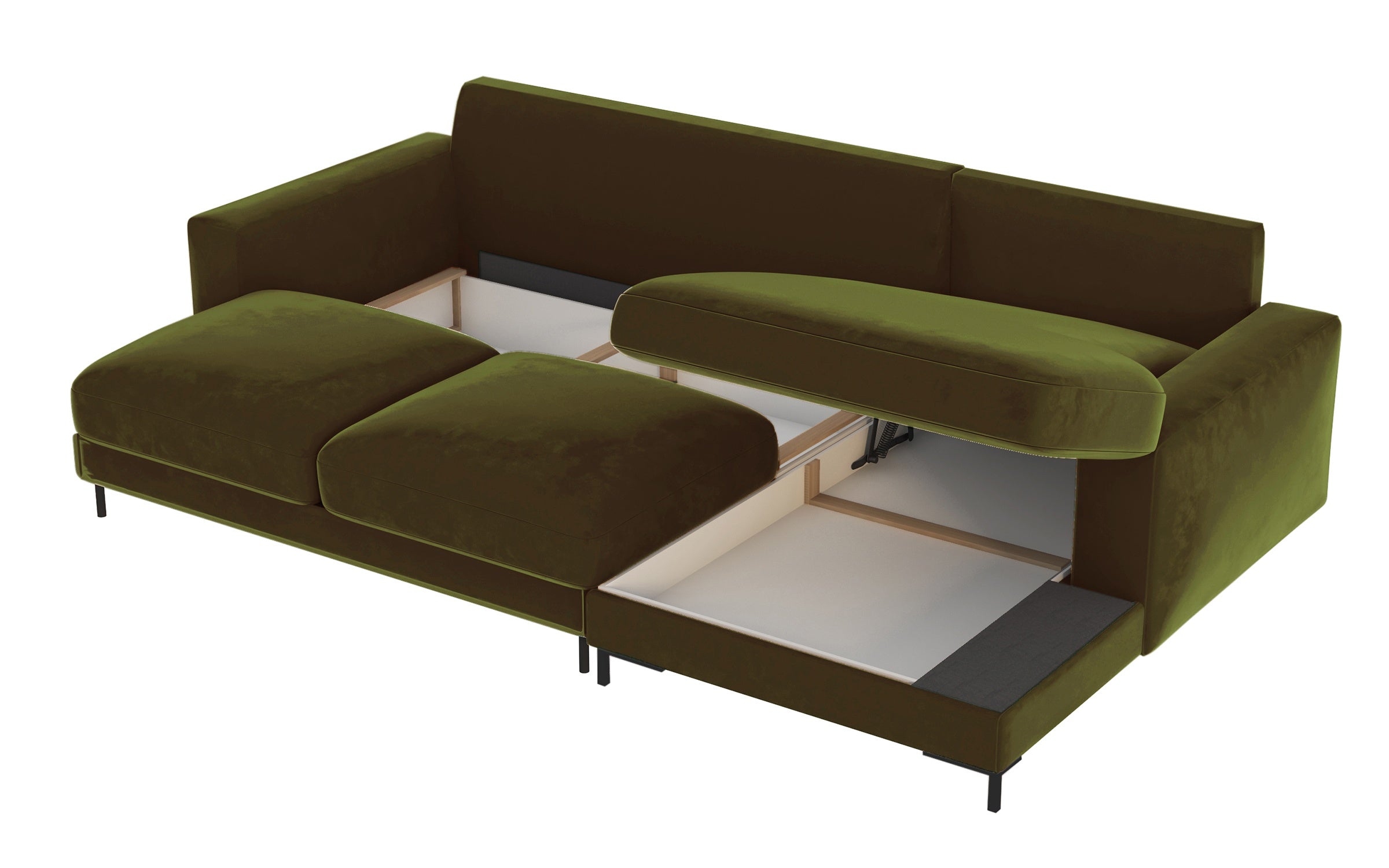 selsey-mokpeo-ecksofa-mit-schlaffunktion-l-form-rechts-olivgr-ner-samt image 3