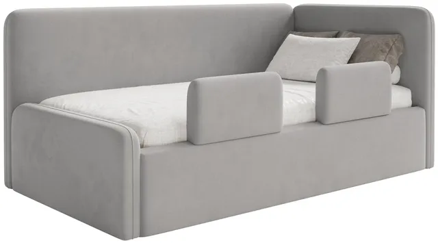 selsey-fanklo-jugendbett-90x200-cm-rechtsseitig-hellgrau-samt-mit-matratze-und-s image 1