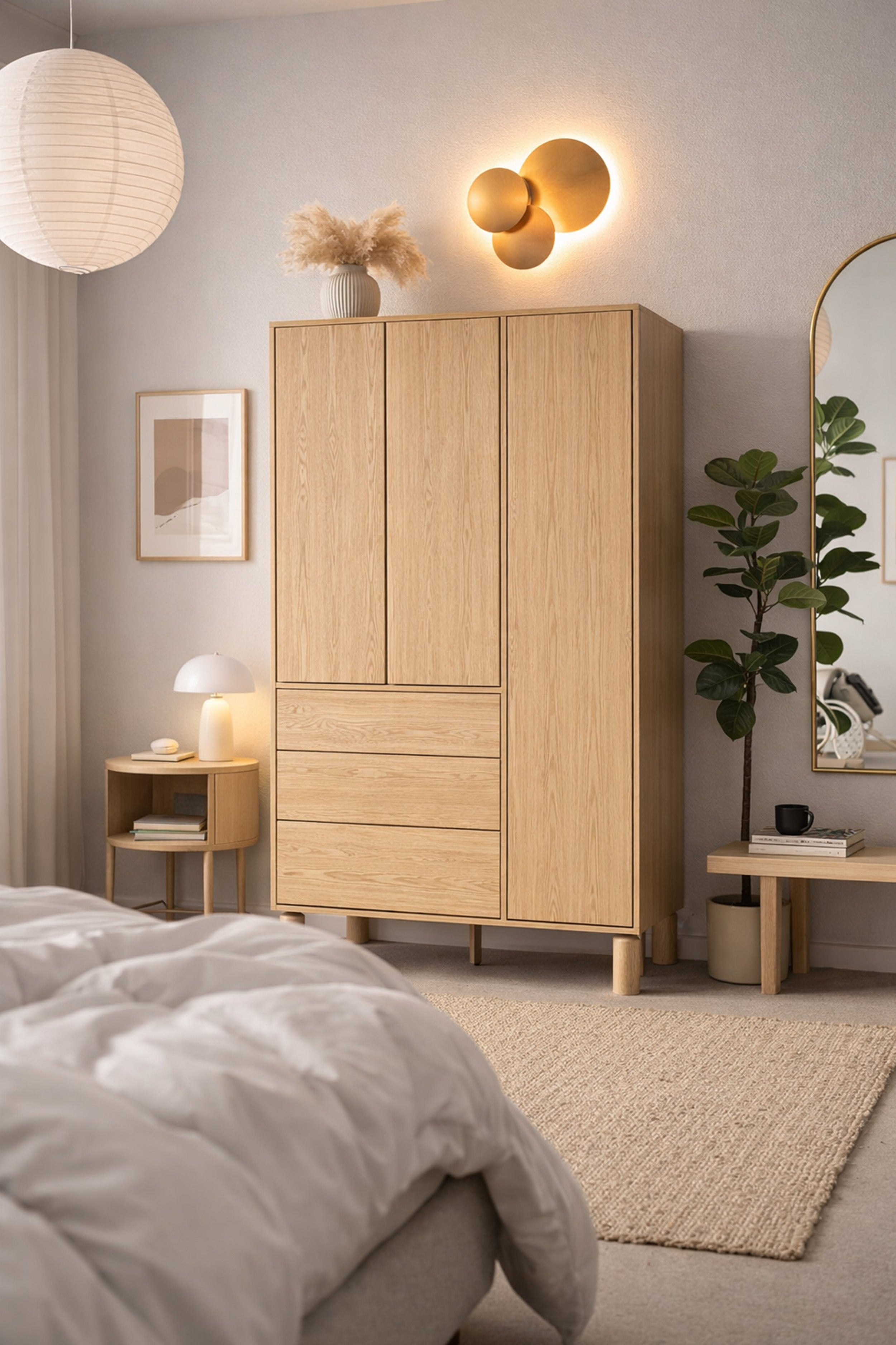 selsey-sanden-dreht-renschrank-110-cm-eiche-bookmatch-mit-3-schubladen image 4