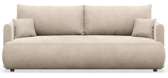 selsey-ovo-mini-drei-sitzer-schlafsofa-mit-stauraum-hellbeiger-samt image 1