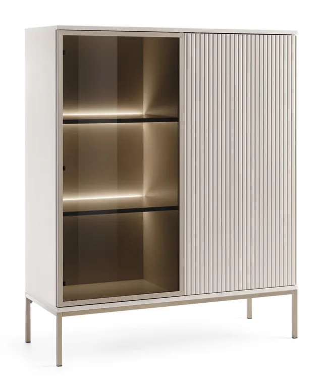 selsey-tosena-vitrine-zweifl-gelig-104-cm-mit-led-kaschmir-laminat-mdf image 1