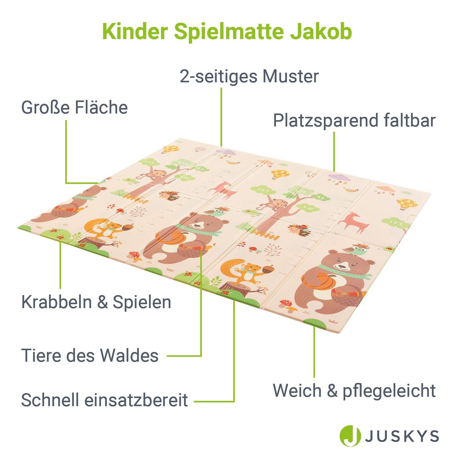 juskys-jakob-spielmatte-180-x-200-cm-b-ren-waldtiere-krabbelmatte-beidseitig image 3