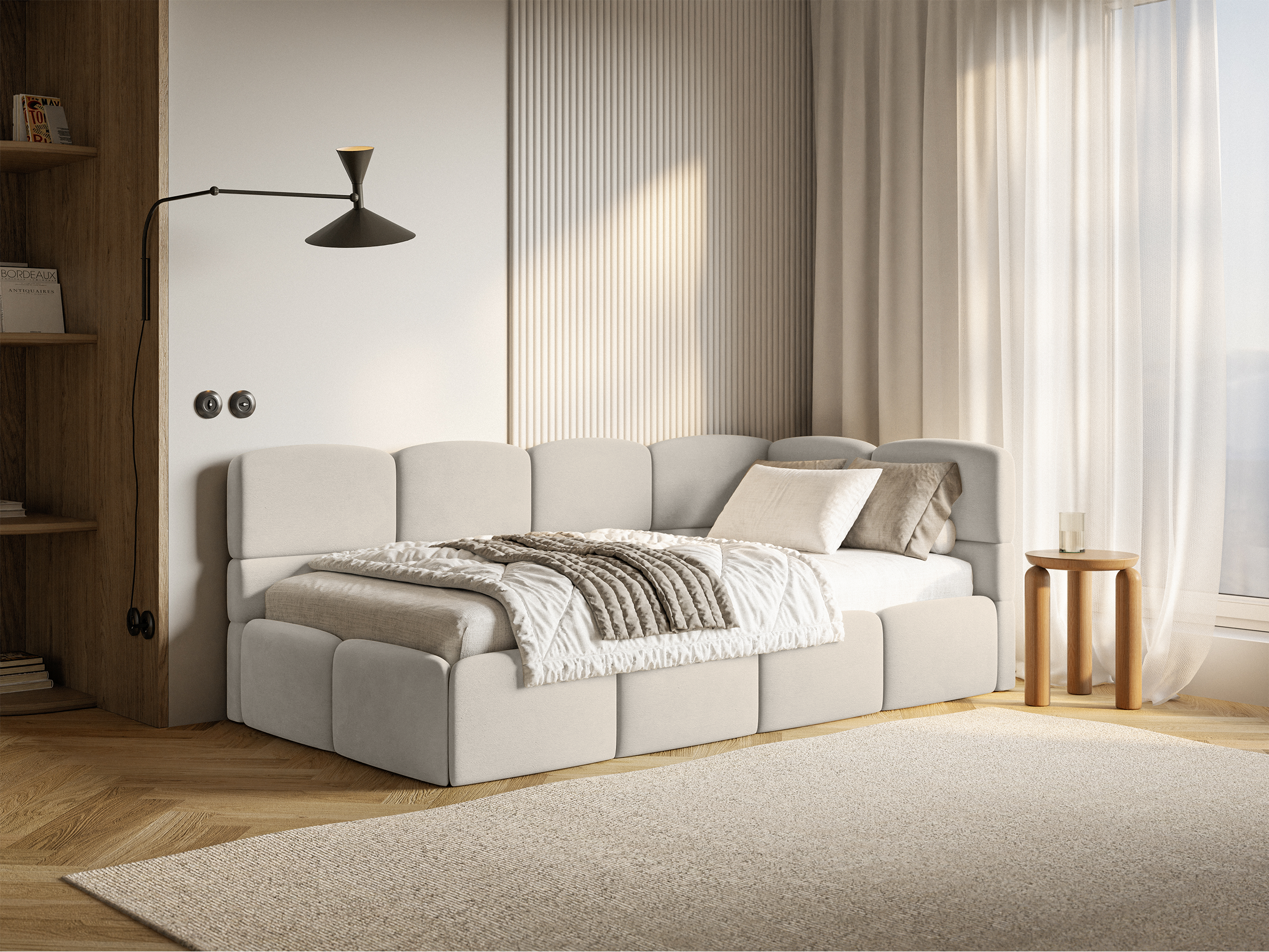 selsey-cloudy-jugendbett-90x200-cm-rechts-mit-matratze-und-bettkasten-hellbeiger image 2