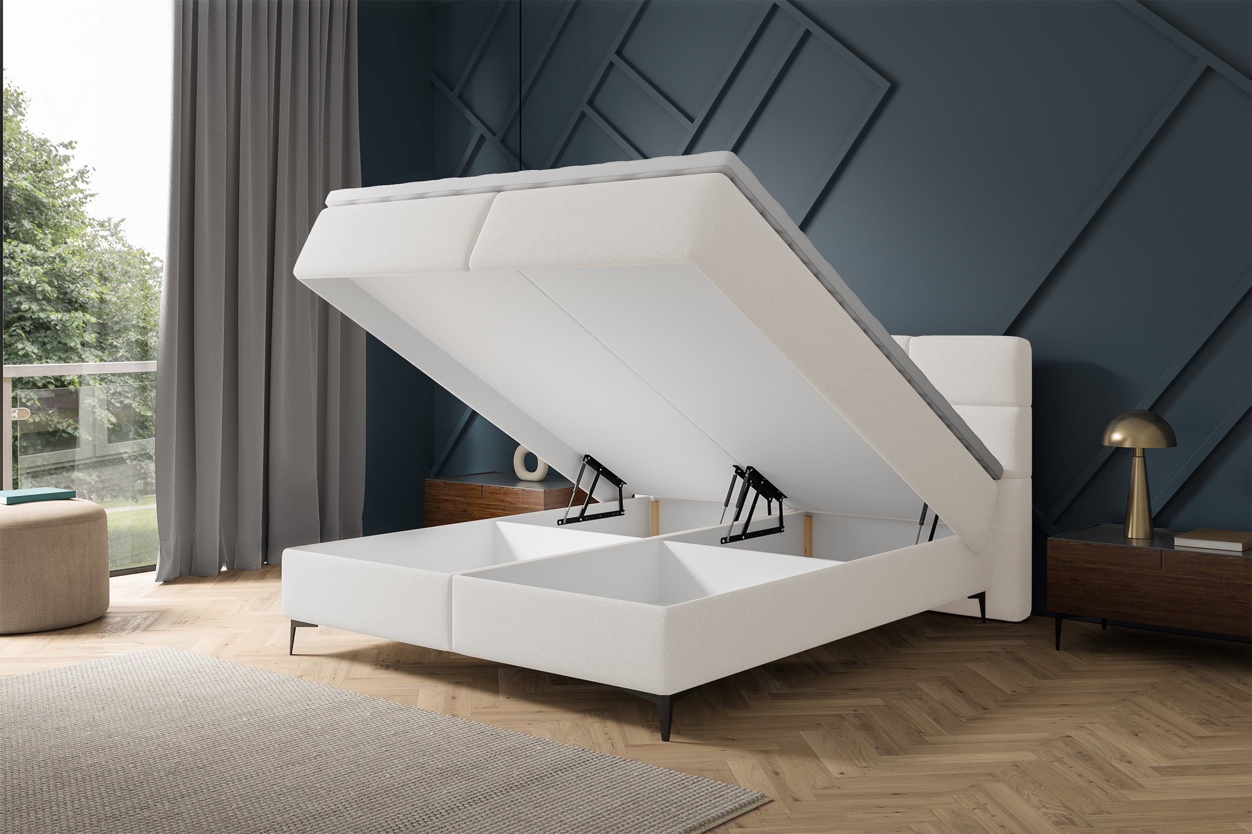 selsey-rektango-kontinentales-bett-180x200-cm-mit-stauraum-und-topper-cremefarbe image 4