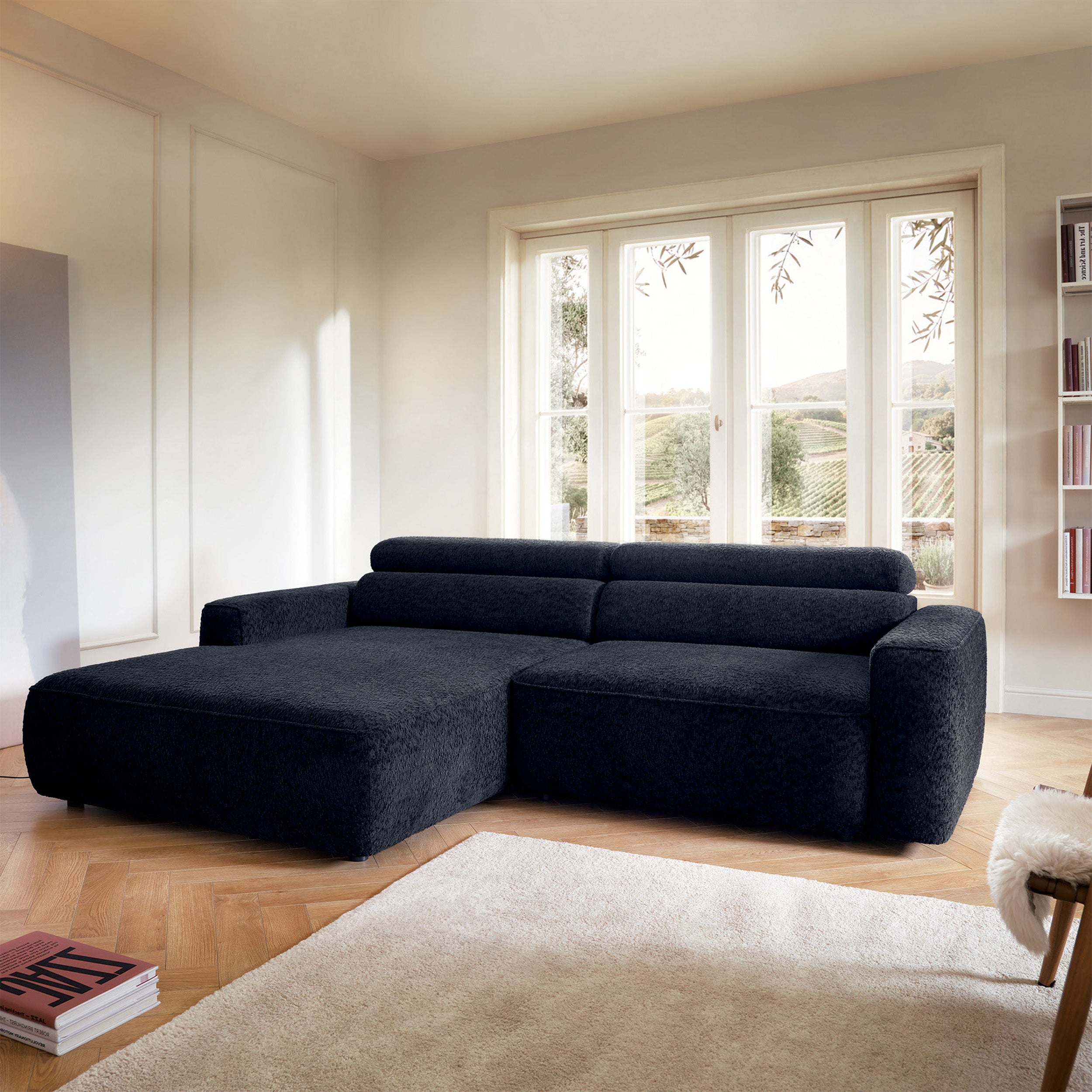 selsey-fando-ecksofa-l-form-links-mit-elektrischem-auszug-marineblauer-chenille image 2