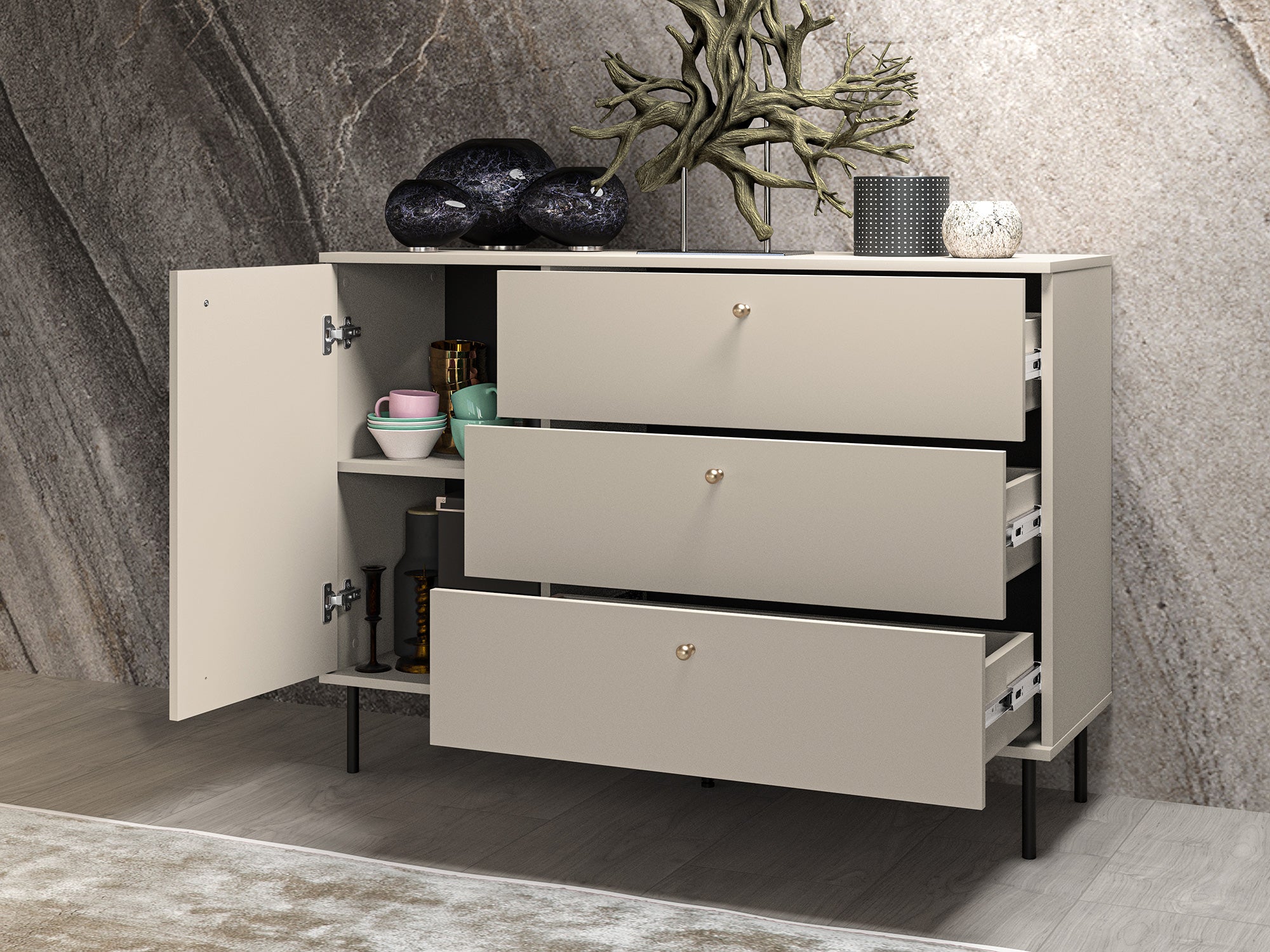 selsey-caletto-kommode-120-cm-mit-drei-schubladen-und-lamellen-beige image 6