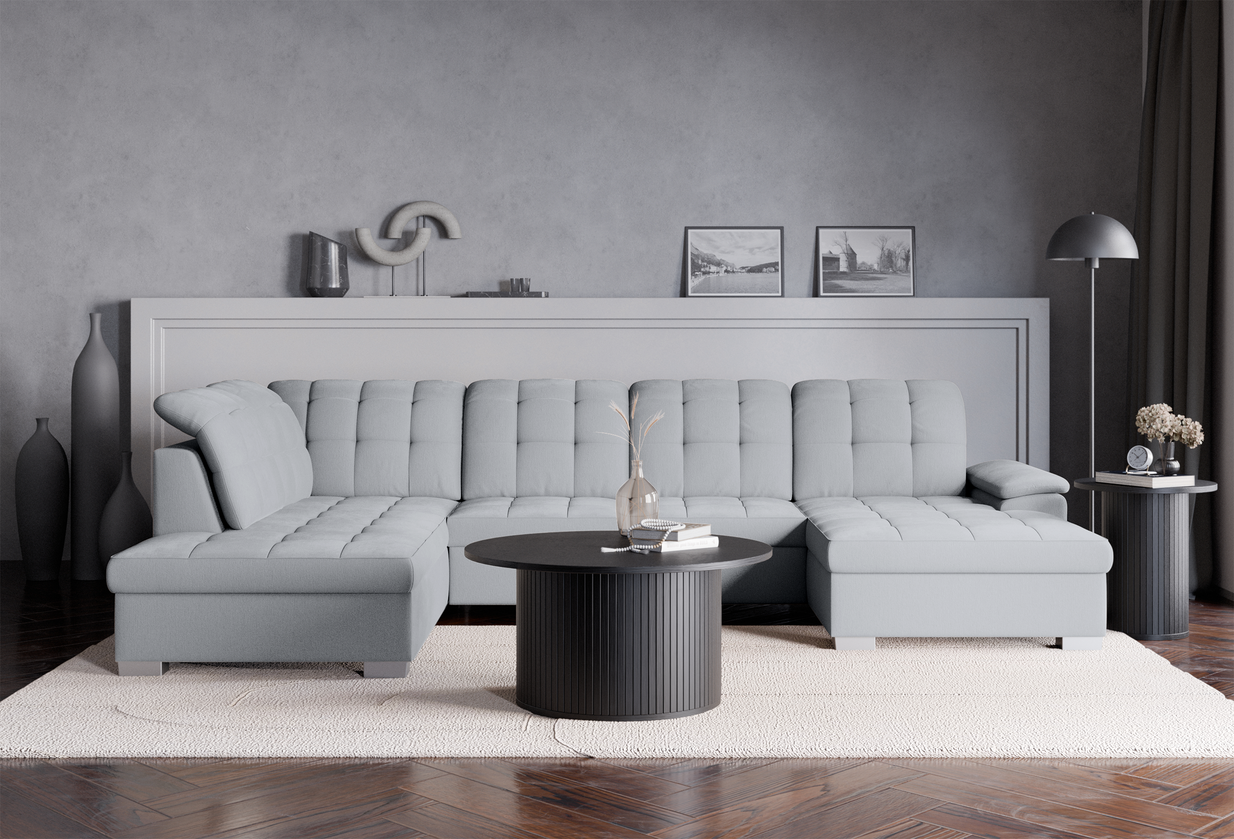 selsey-jamaal-ecksofa-mit-schlaffunktion-u-f-rmig-rechts-mit-stauraum-hellgrauer image 2
