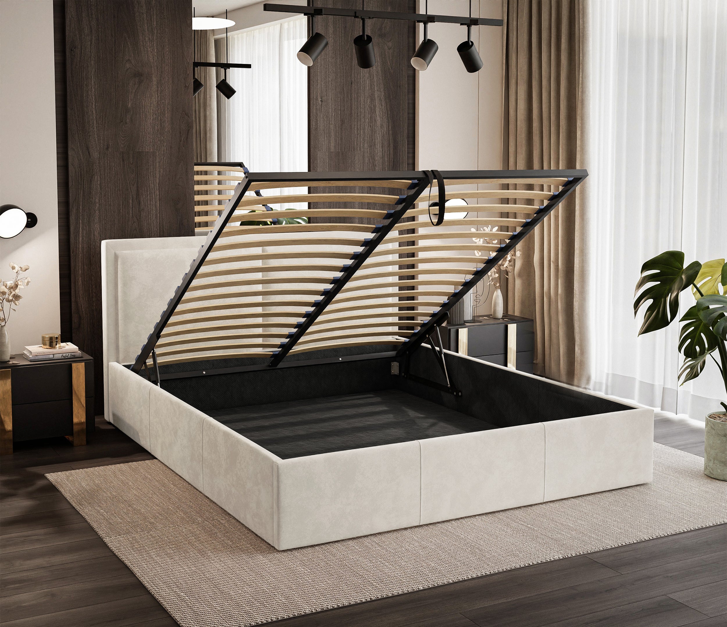 selsey-soave-ii-polsterbett-160x200-cm-creme-samt-mit-stauraum-und-lattenrost image 5