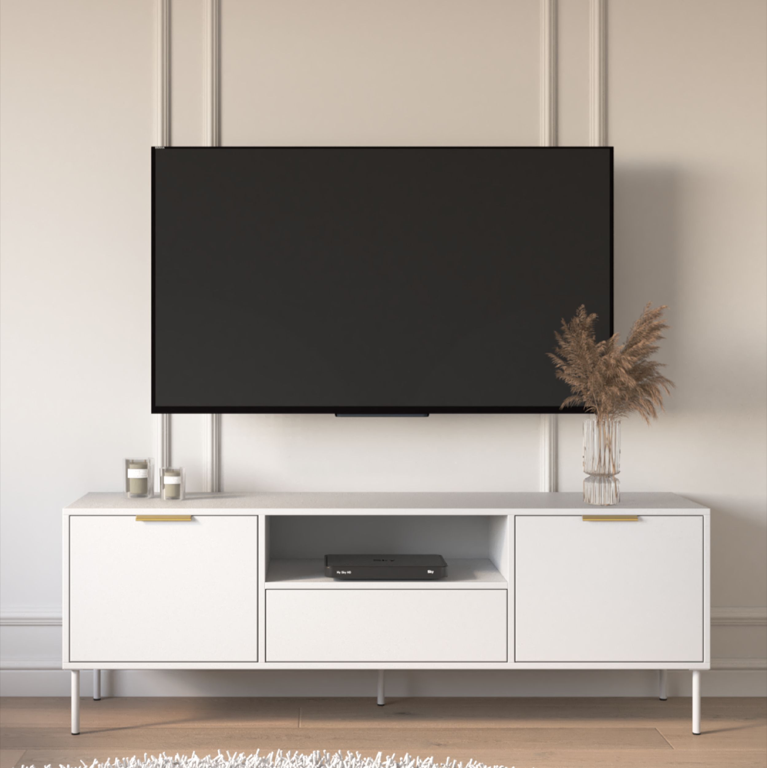 selsey-vena-tv-schrank-160-cm-zweit-rig-mit-schublade-wei image 2