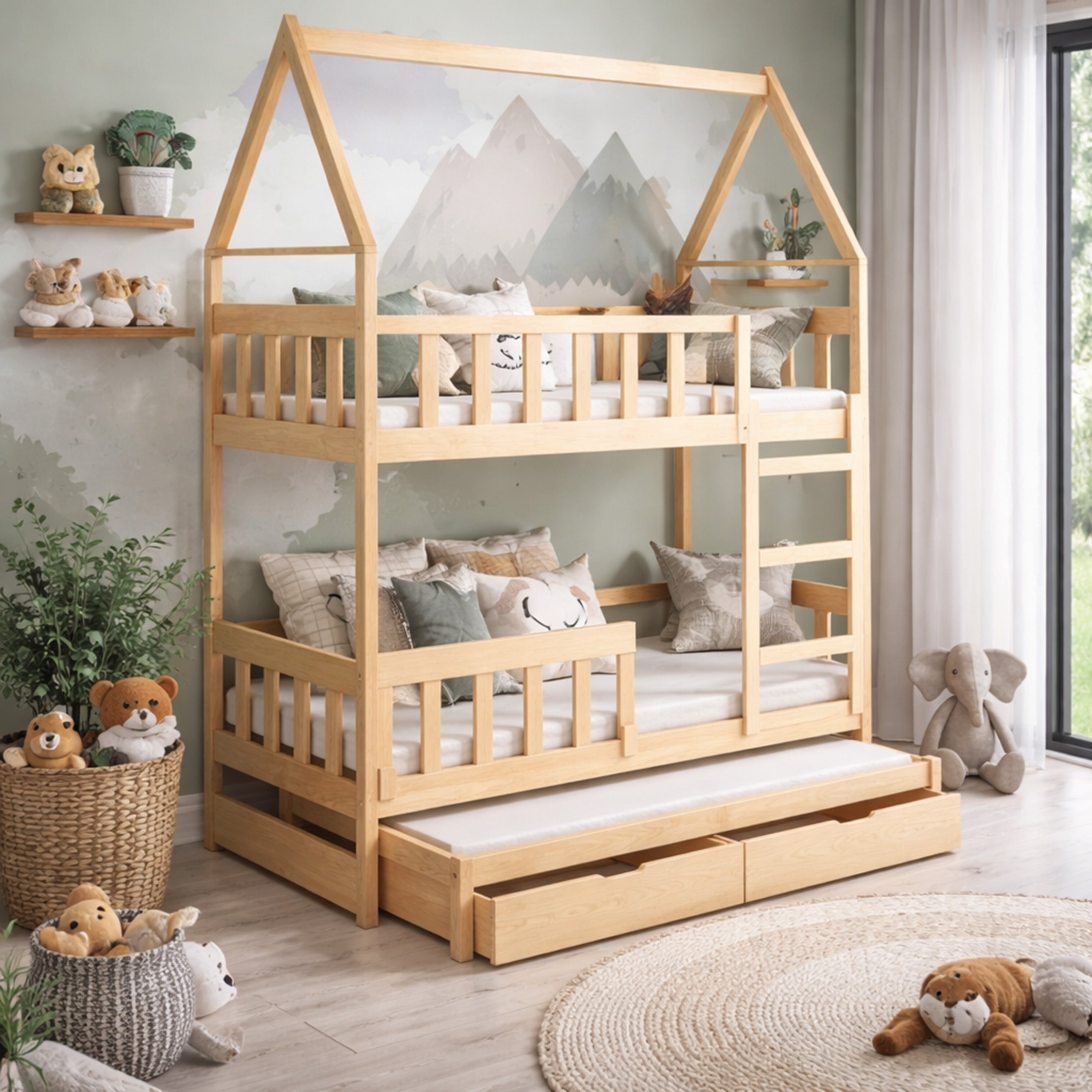 selsey-vistena-etagenbett-75x180-cm-f-r-3-personen-hausform-mit-matratzen-und-sc image 2