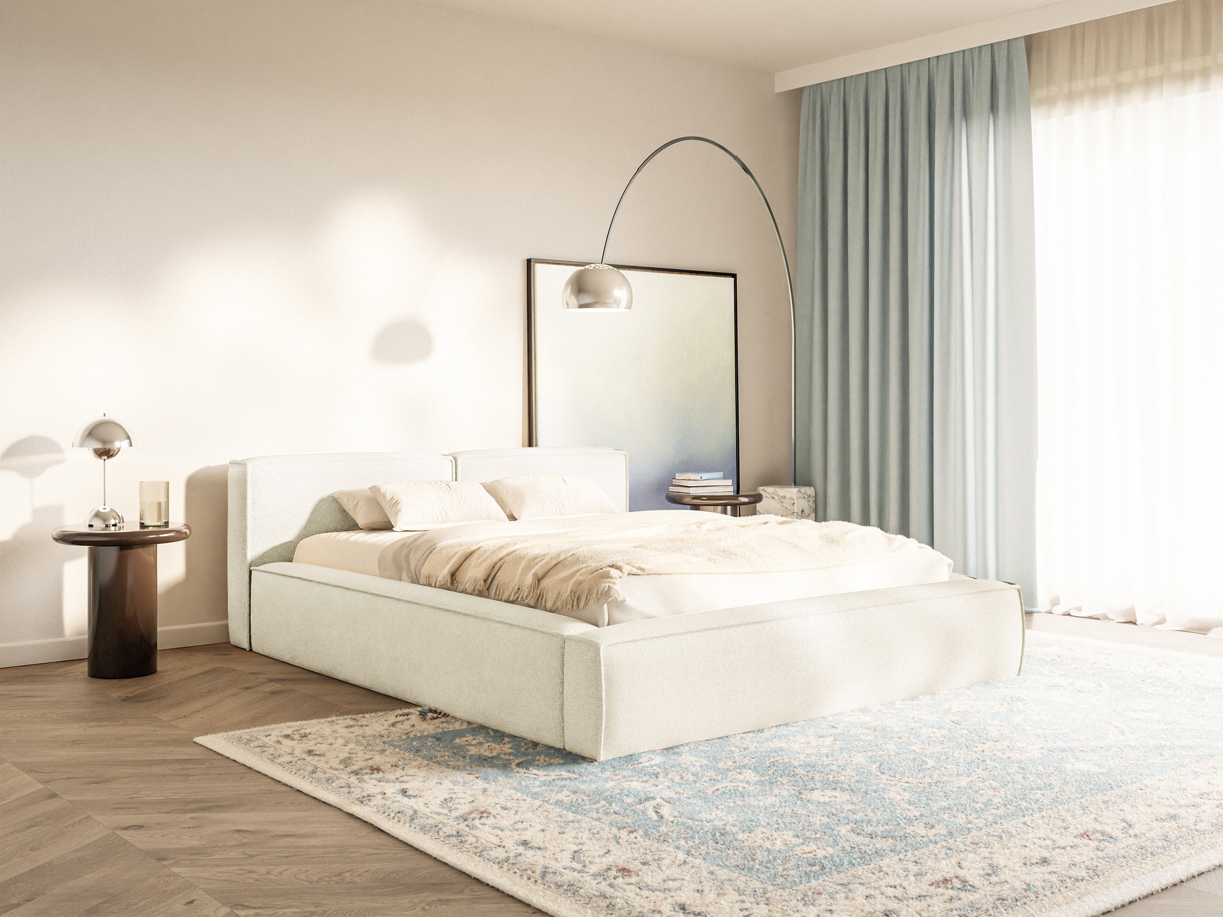 selsey-tilves-slim-low-polsterbett-200x200-cm-mit-stauraum-creme-chenille image 2