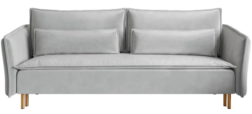 selsey-ummo-dreisitziges-ausklappbares-sofa-mit-stauraum-hellgrauer-velours-gold image 1