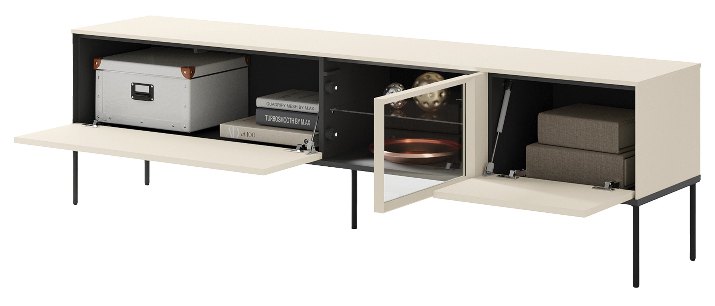 selsey-bellezo-tv-schrank-mit-led-vitrine-196-cm-cremefarben image 4