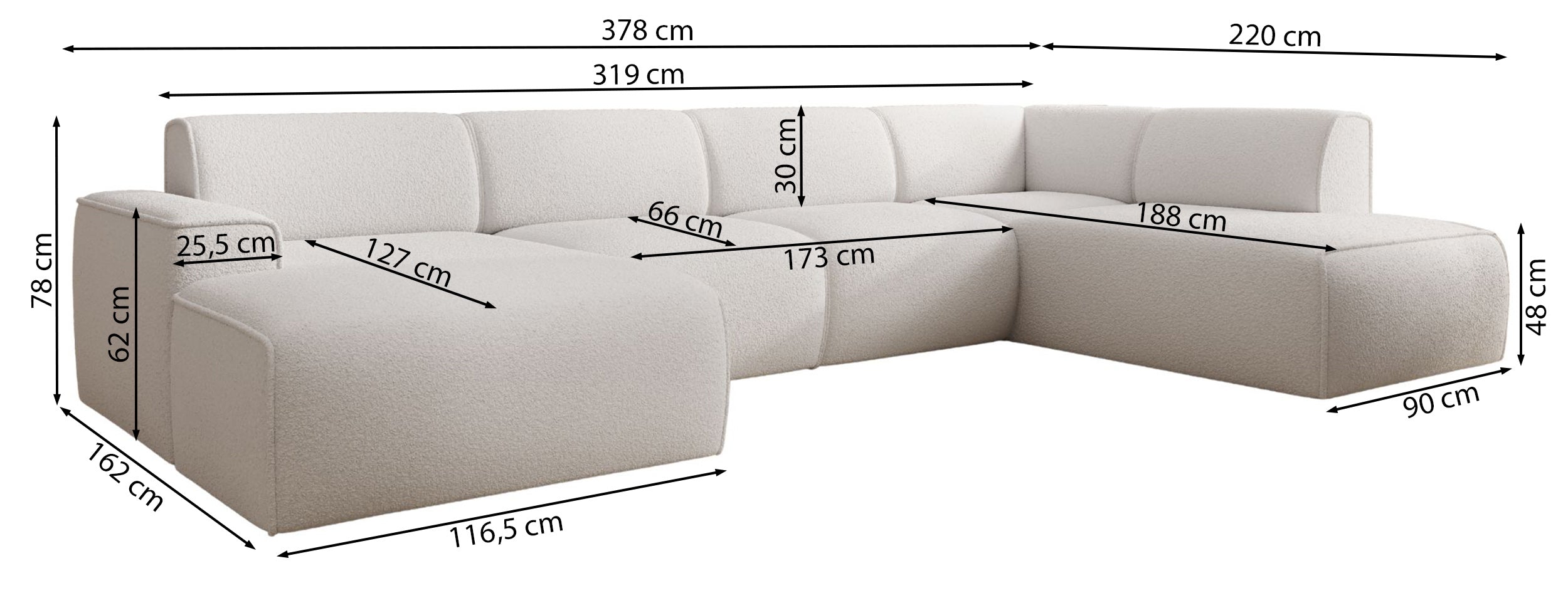 selsey-bouvi-ecksofa-u-f-rmig-rechtsseitig-dunkelgrau-boucl-stoff image 5