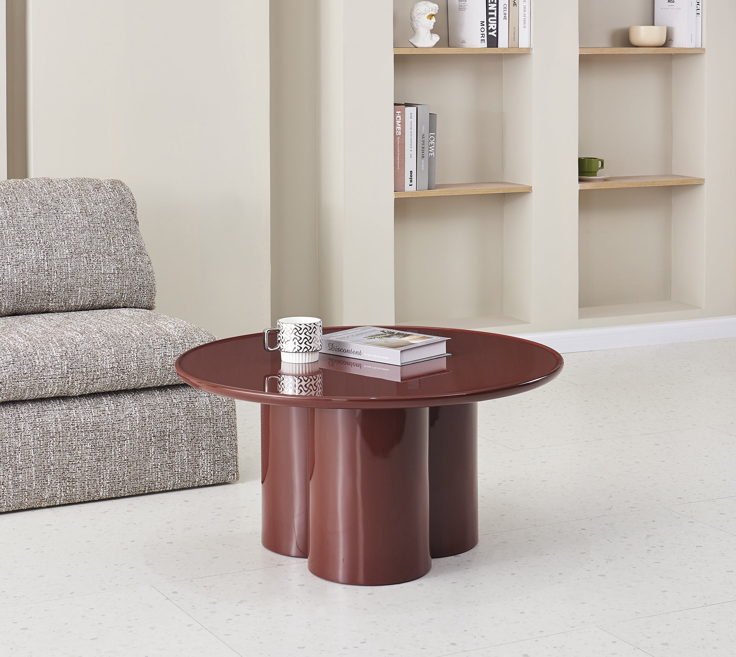 selsey-roulness-runder-couchtisch-80-cm-bordeaux-hochglanz image 2