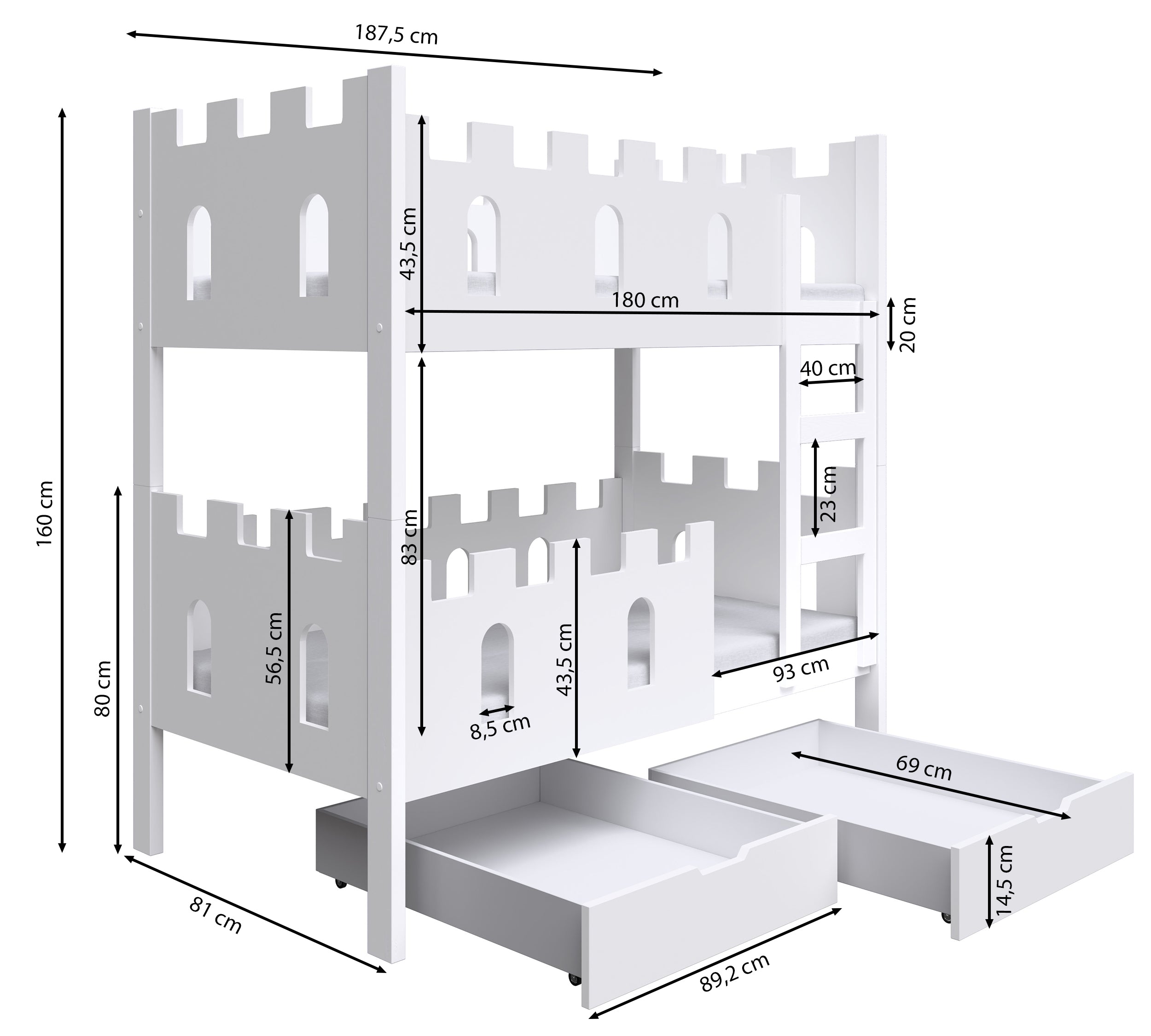selsey-castelo-etagenbett-75x180-cm-mit-matratzen-und-schubladen-grau image 8