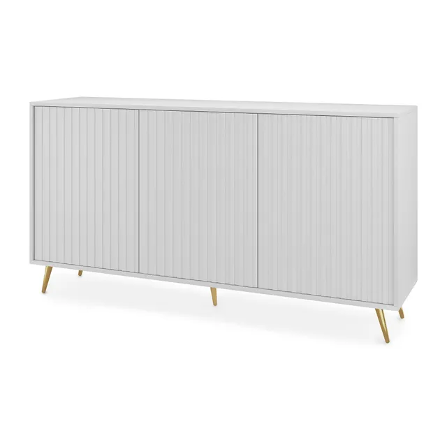 selsey-bello-kommode-154-cm-mit-lamellenfronten-wei-mit-goldenen-beinen-6-f-cher image 1