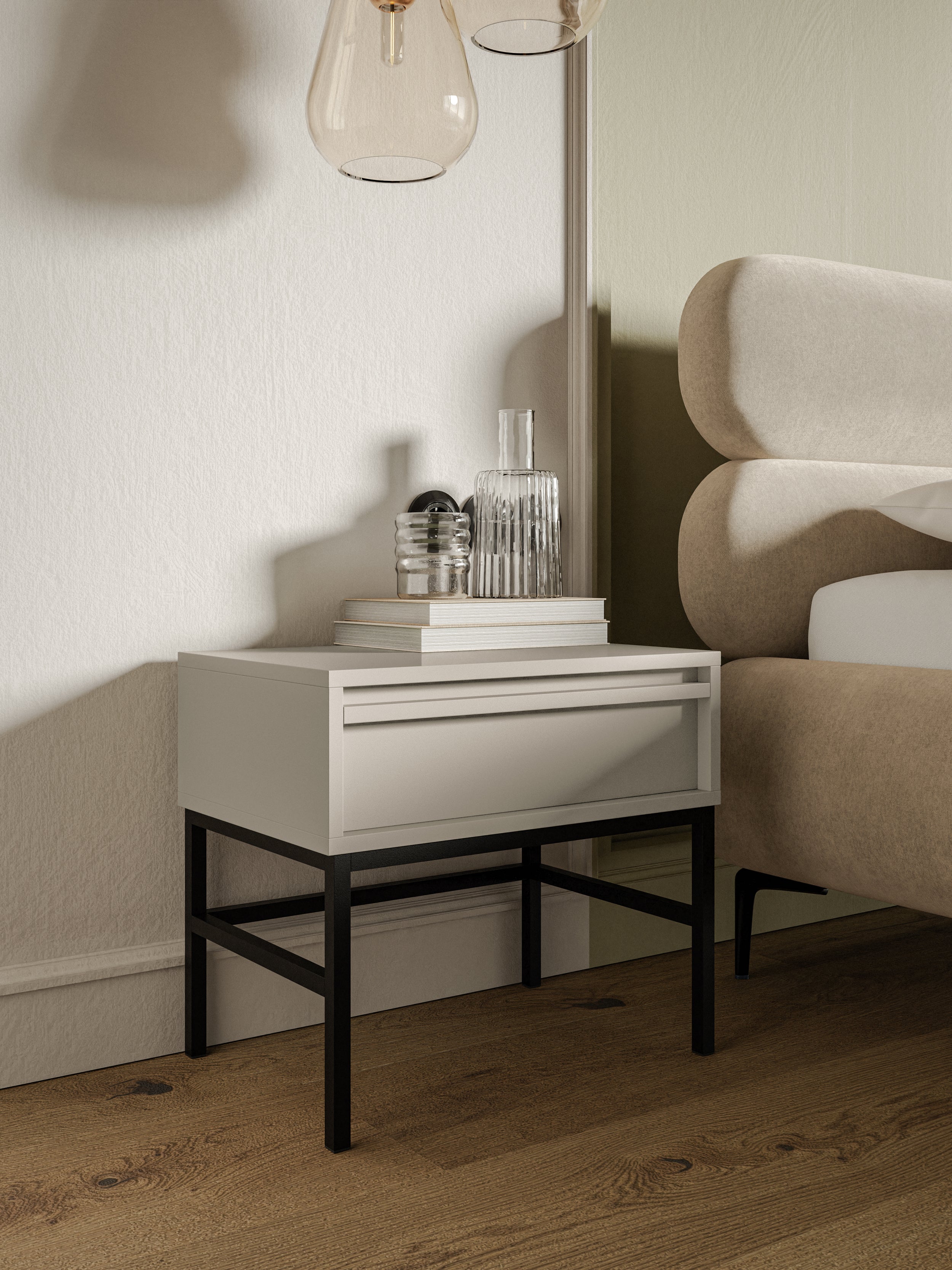 selsey-evo-nachttisch-50-cm-mit-schublade-kaschmir-stahlgestell image 4