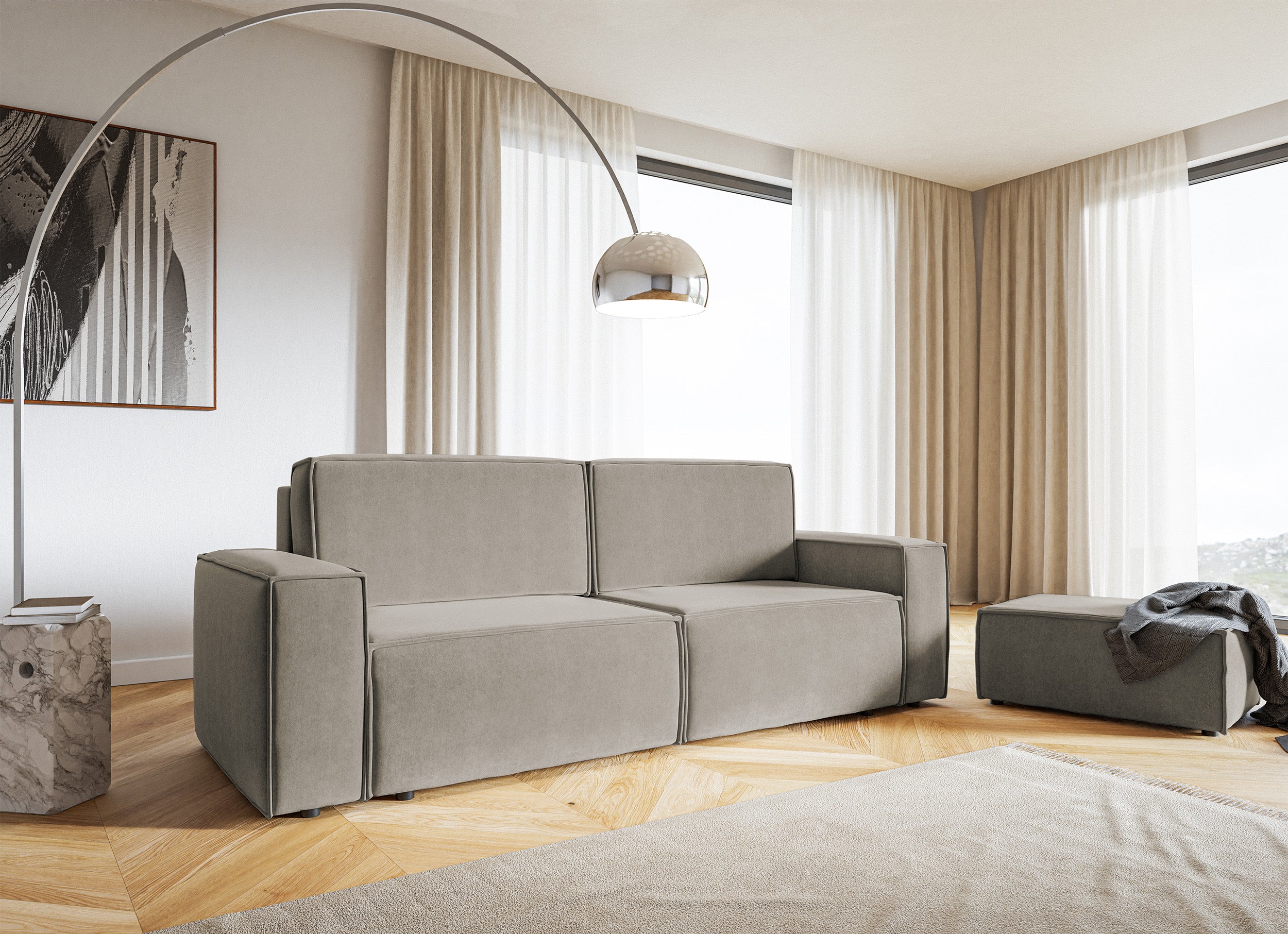 selsey-copertino-dreisitziges-schlafsofa-grau-beige-wasserabweisender-samtstoff image 3