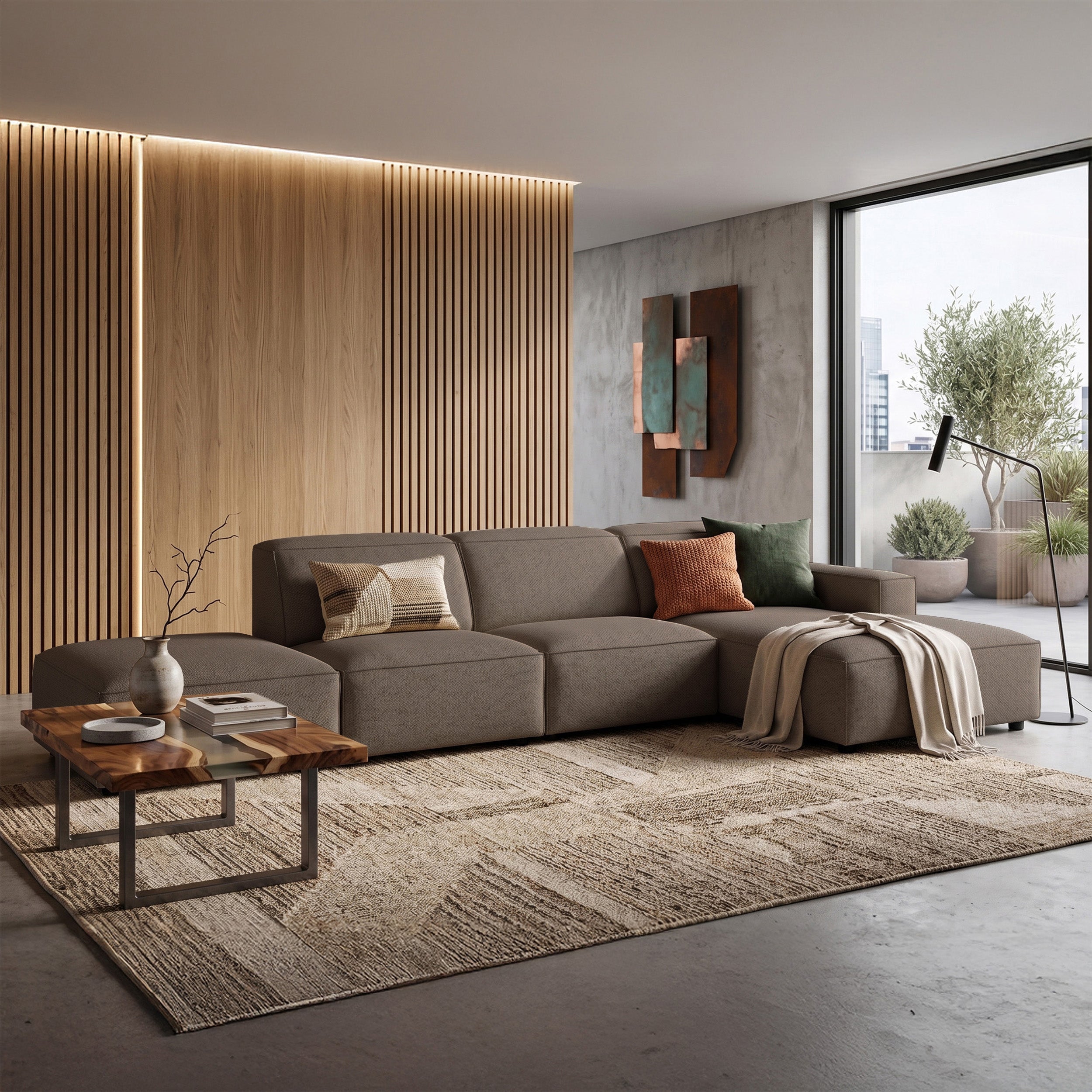 selsey-sellmo-modulares-ecksofa-l-form-mit-ottomane-rechts-hellbraun-chenille-hy image 2