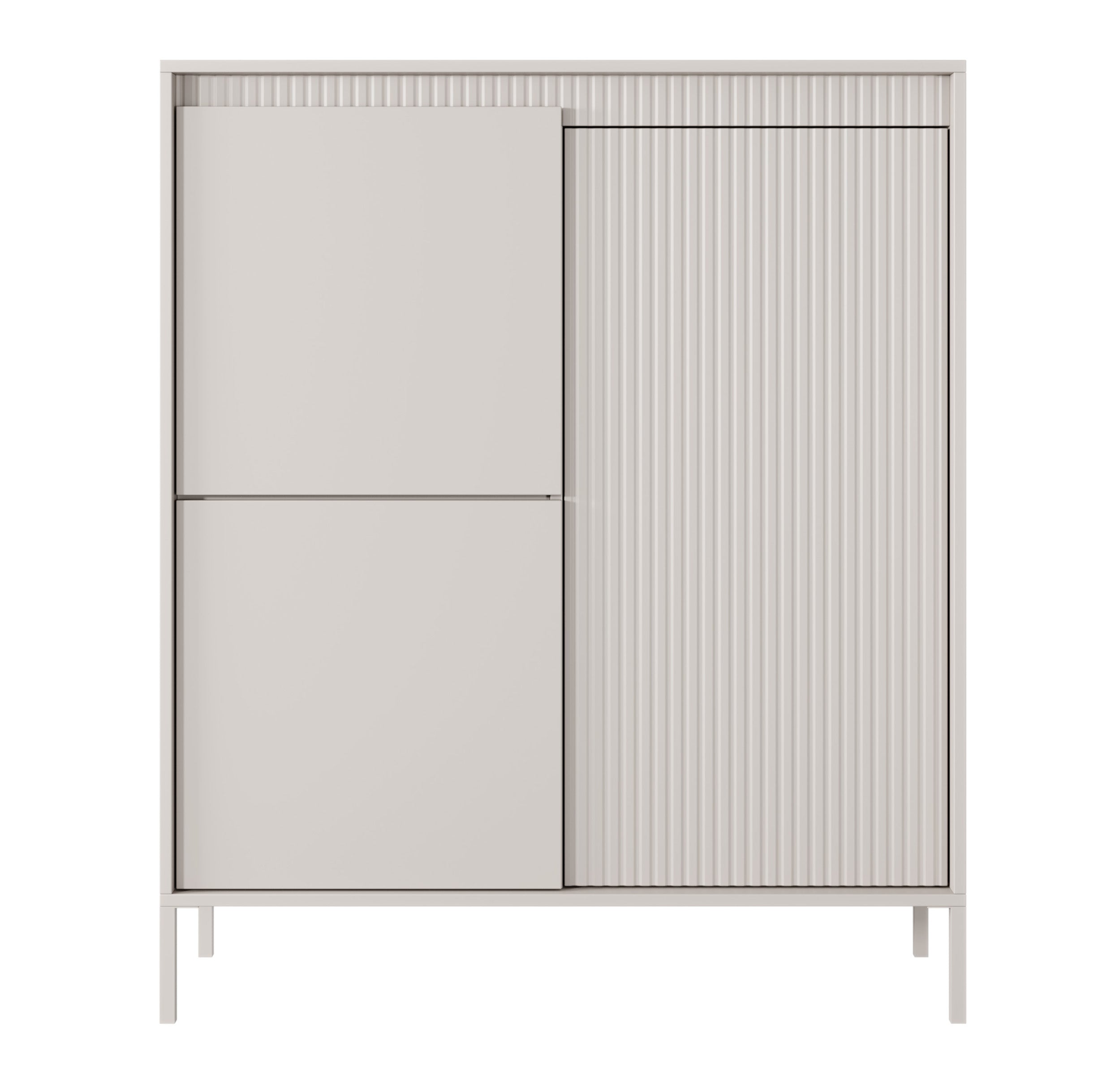 selsey-falsetto-hohe-kommode-mit-3-t-ren-und-gerillten-fronten-104-cm-beige image 3