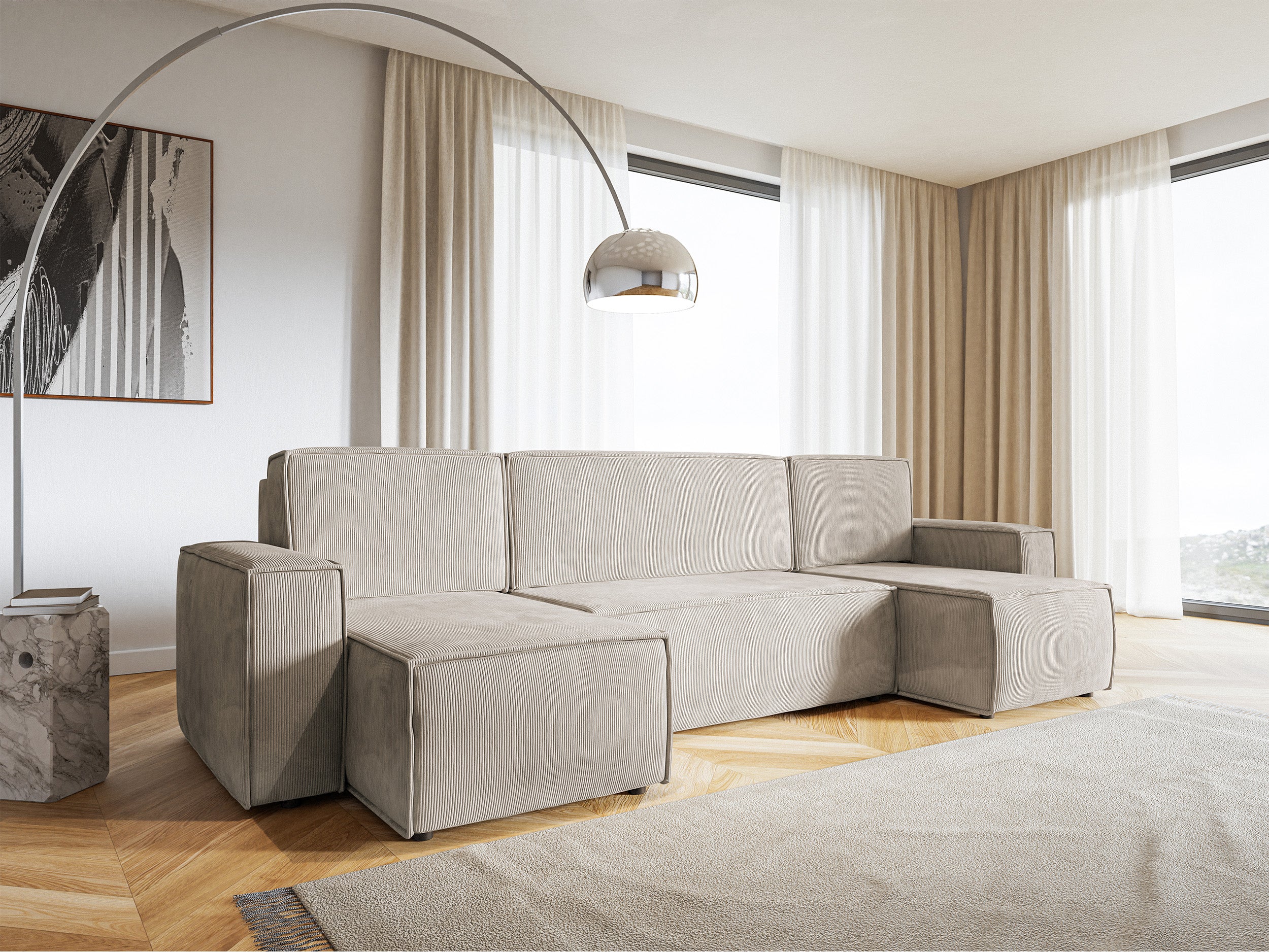 selsey-copertino-u-eckcouch-mit-schlaffunktion-und-stauraum-beige-cord image 3