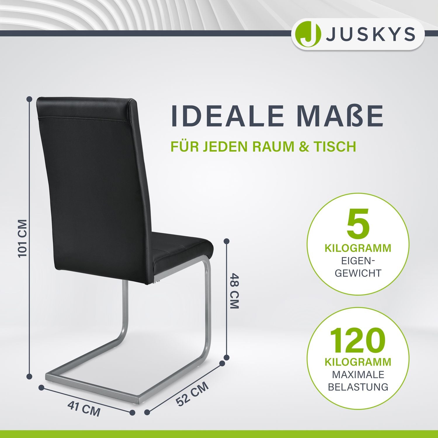 juskys-vegas-freischwinger-stuhl-2er-set-kunstleder-schwarz-metall image 3
