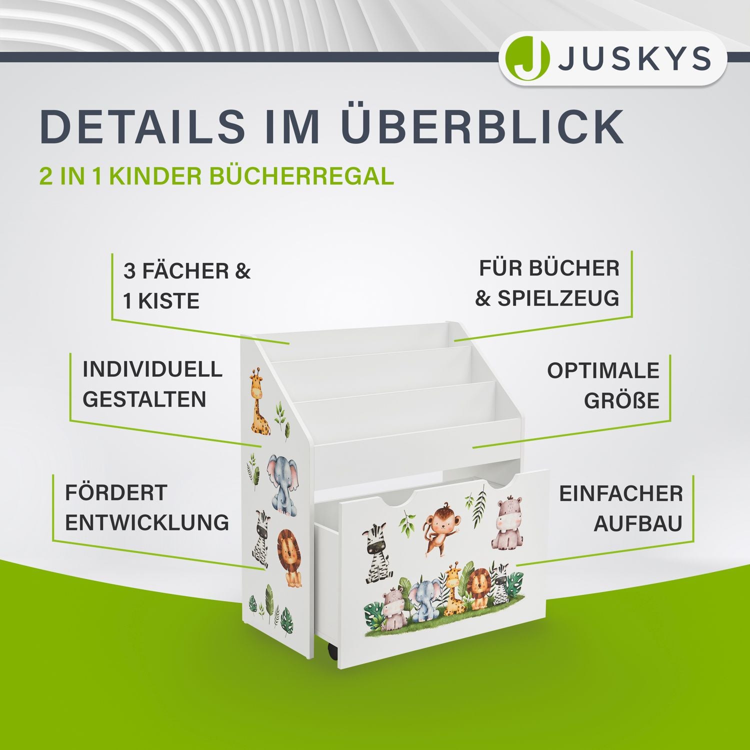 juskys-kinder-b-cherregal-mit-3-f-chern-und-herausziehbarer-spielzeugkiste image 6