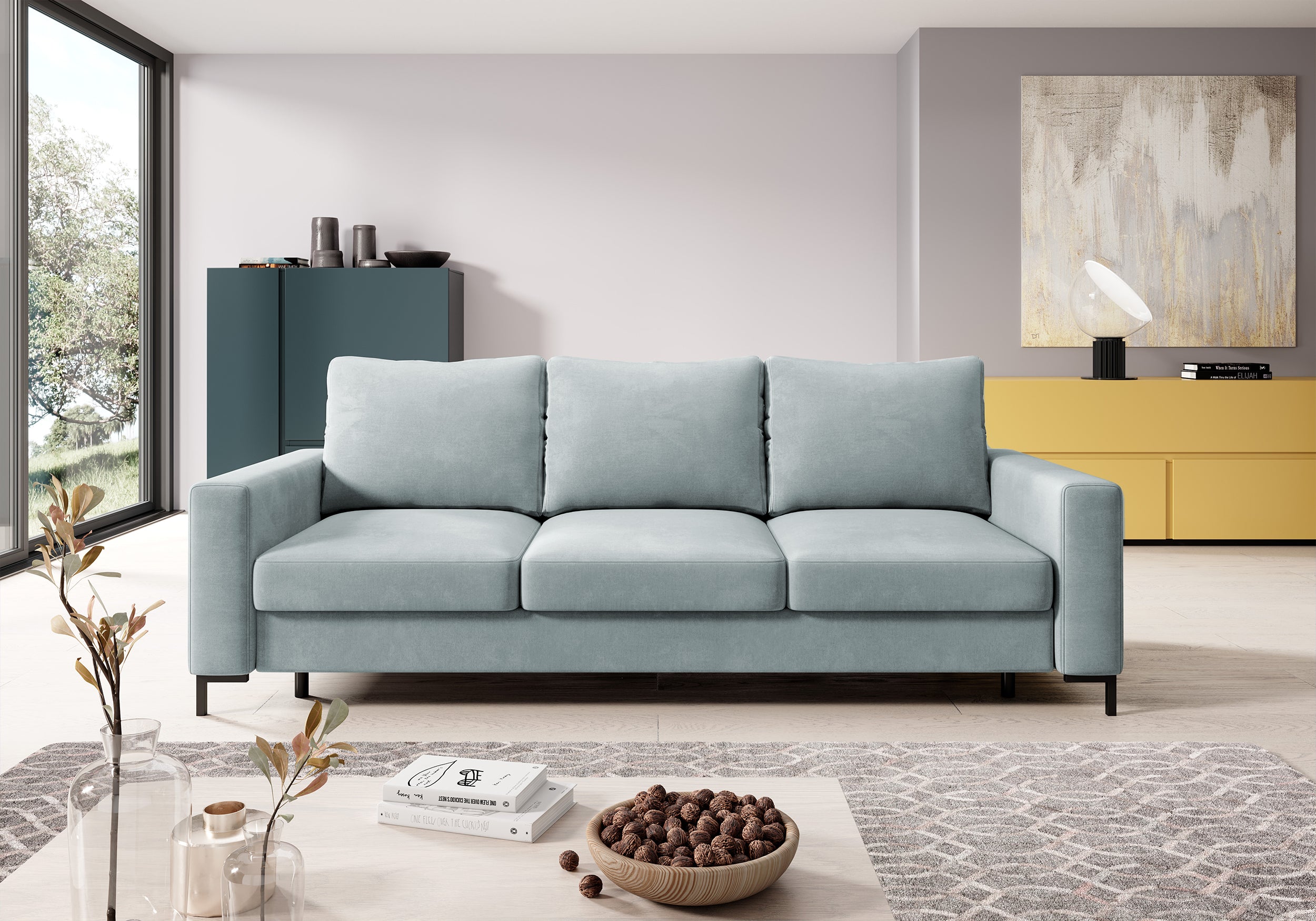 selsey-mokpeo-3-sitzer-schlafsofa-mit-stauraum-grau-samt image 3