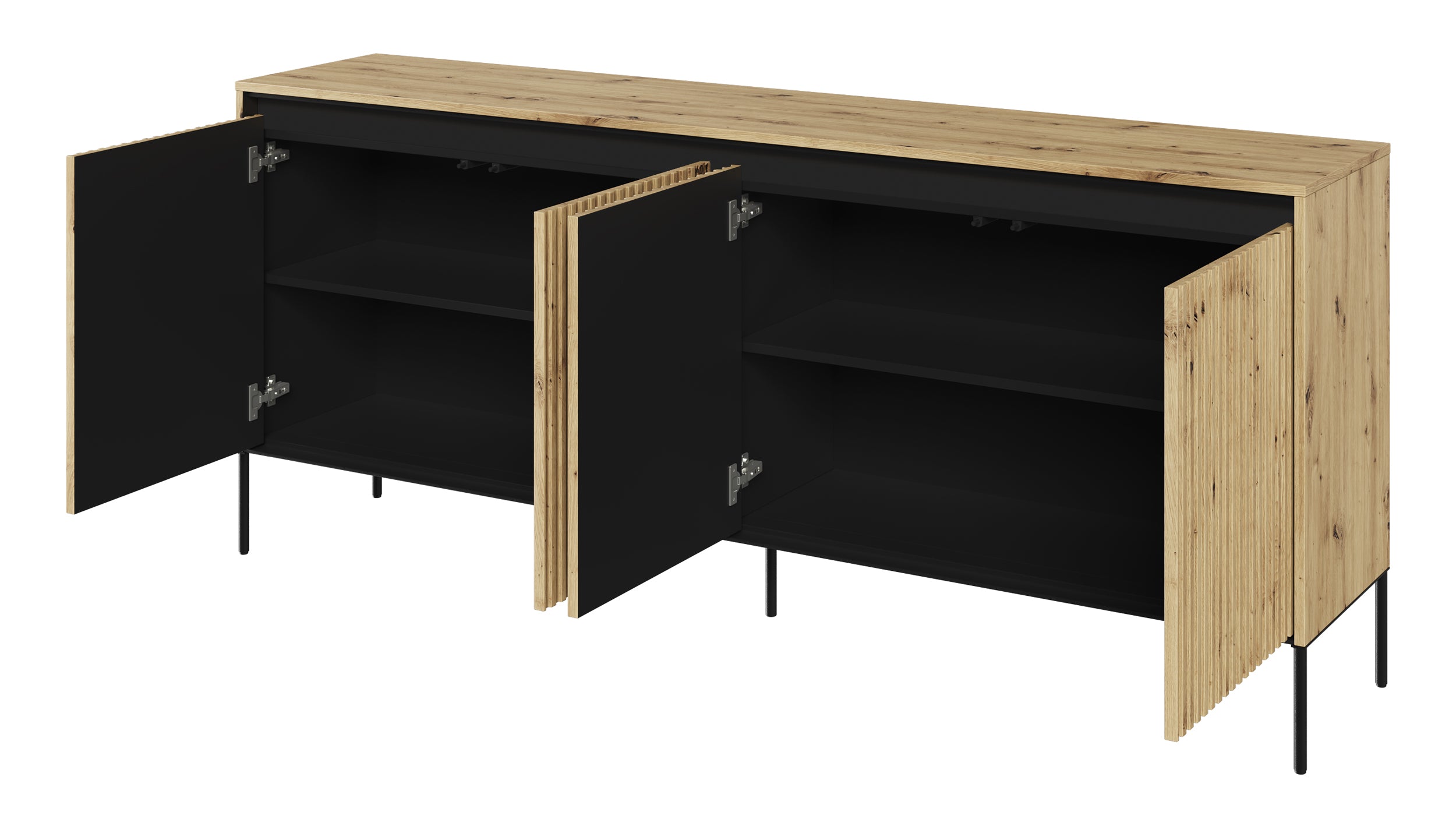 selsey-trend-niedrige-kommode-193-cm-vierfl-gelig-mit-led-artisan-eiche image 3