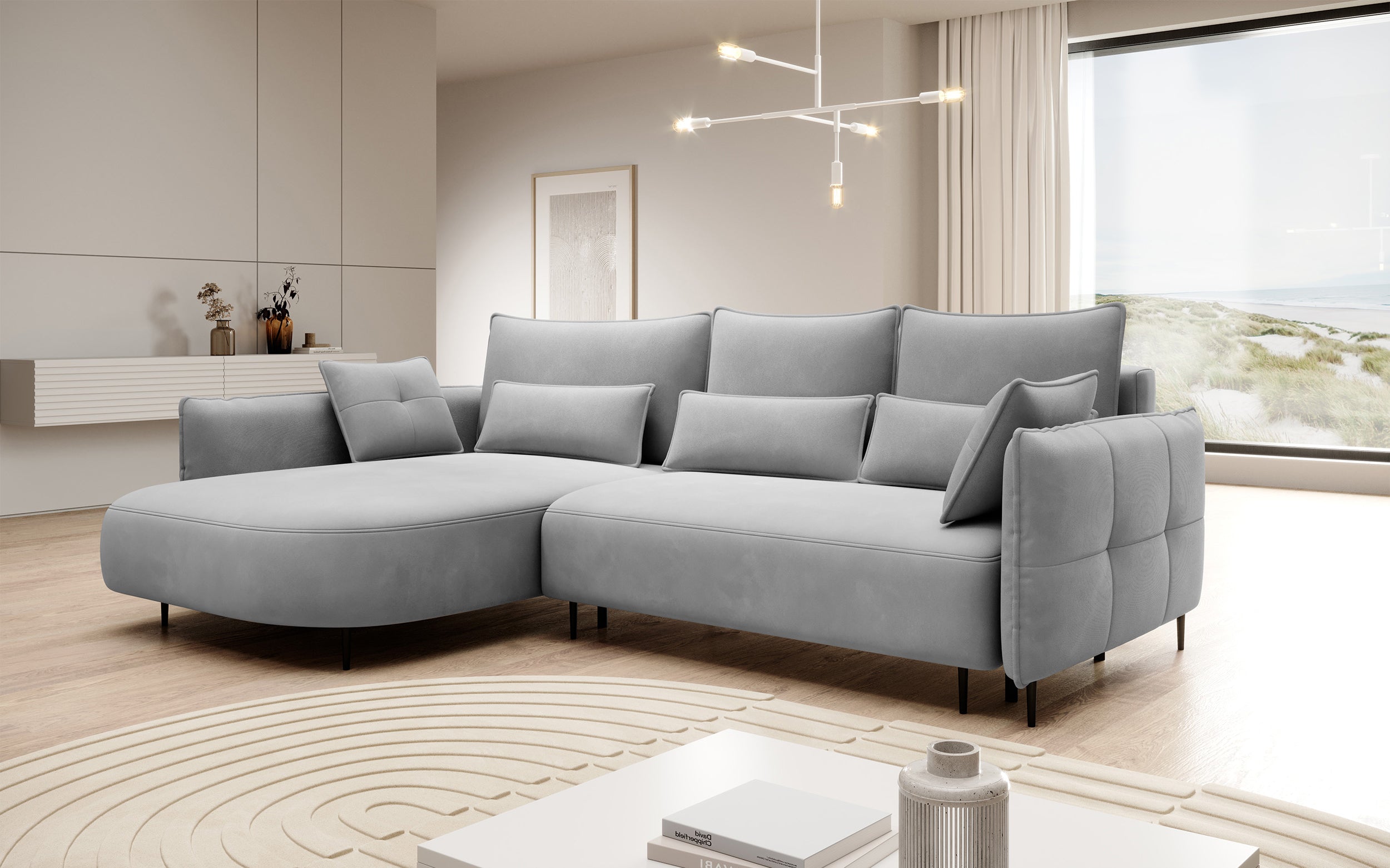 selsey-oblivio-ecksofa-l-links-mit-schlaffunktion-und-stauraum-grauer-samt image 2