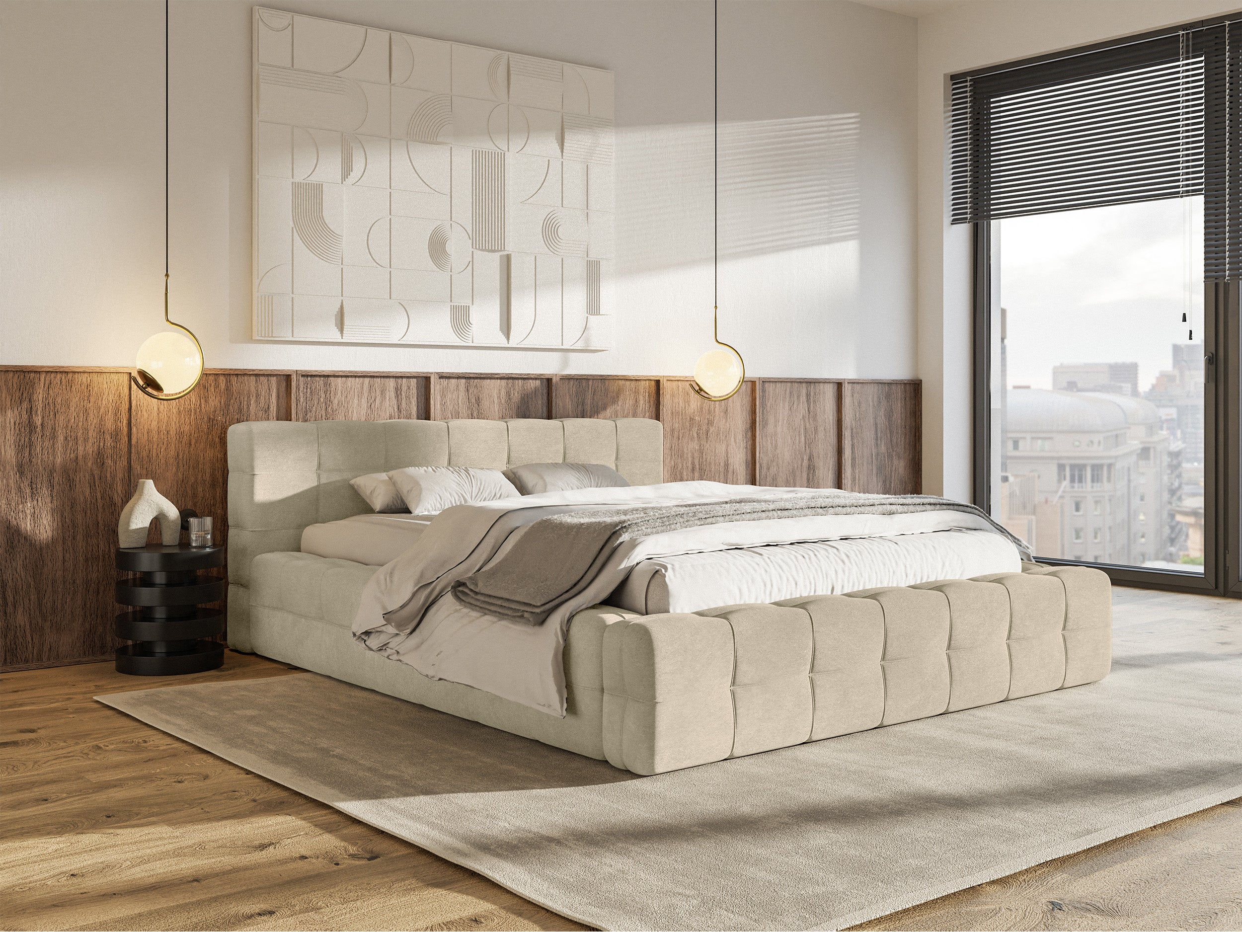 selsey-puffly-polsterbett-140x200-cm-mit-stauraum-beige-samt-metallrahmen image 2