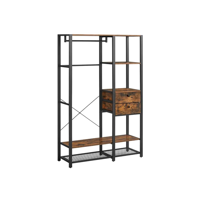 vasagle-kleiderst-nder-industriestil-vintagebraun-schwarz-f-r-schlafzimmer image 1