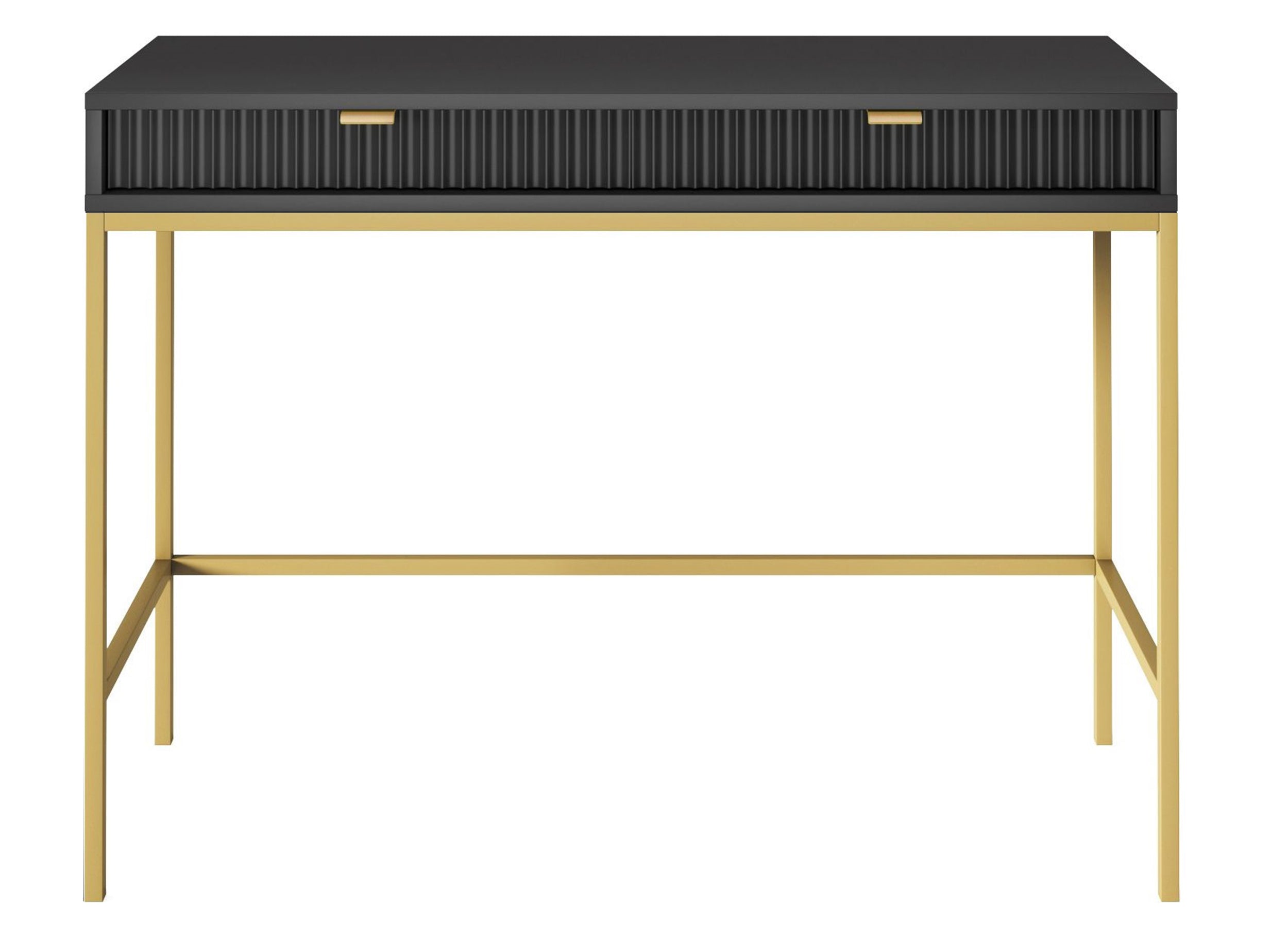 selsey-vellore-schminktisch-104-cm-schwarz-mit-gerillten-fronten-und-goldenem-ge image 2