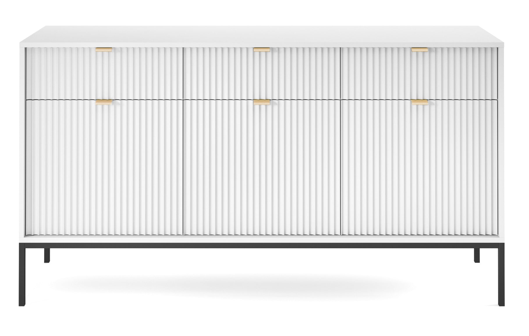 selsey-vellore-dreht-r-kommode-154-cm-wei-mit-gerillten-fronten-und-goldenen-gri image 4