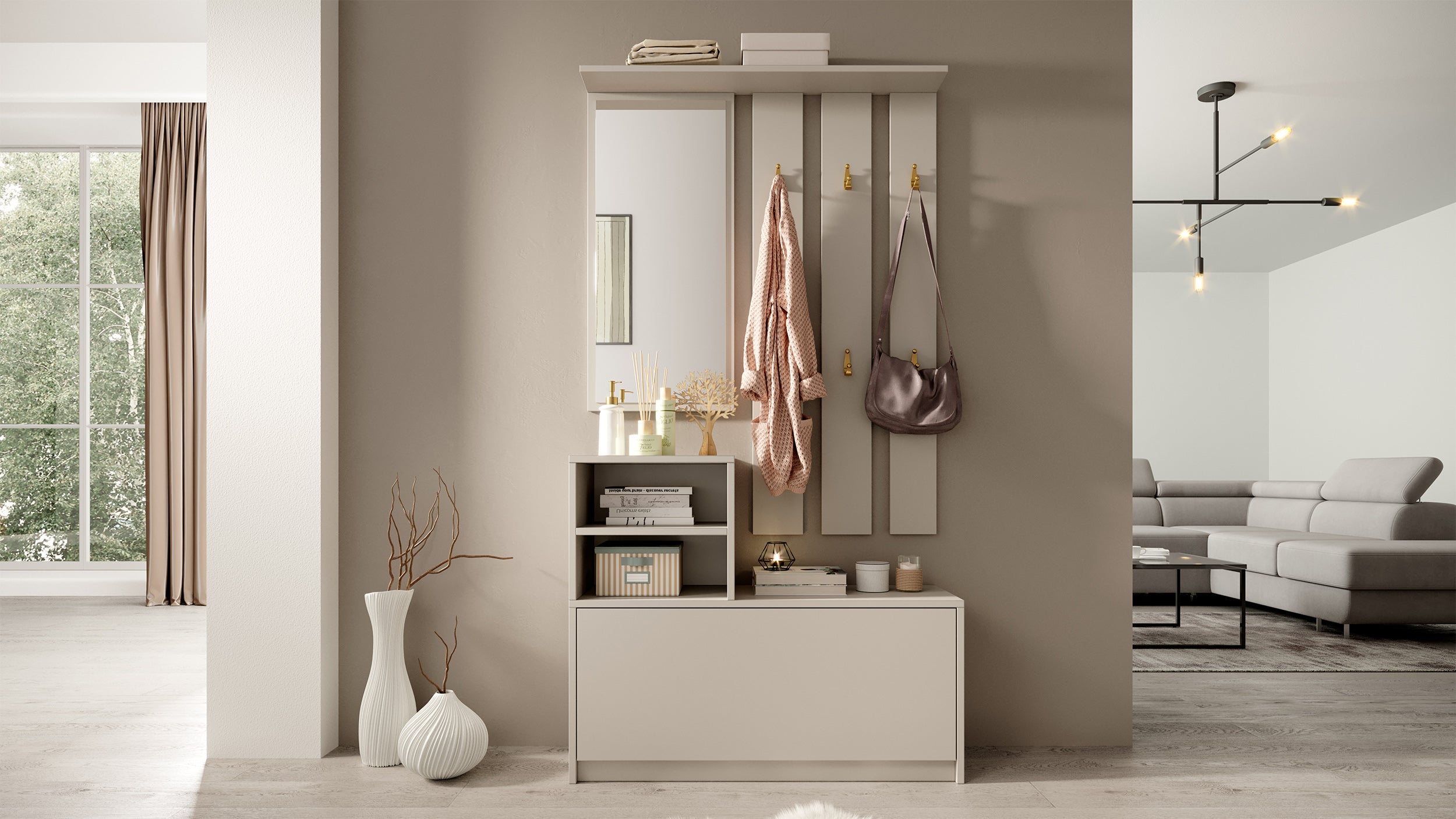 selsey-yesfir-flur-set-85-cm-mit-schuhschrank-kaschmir image 4