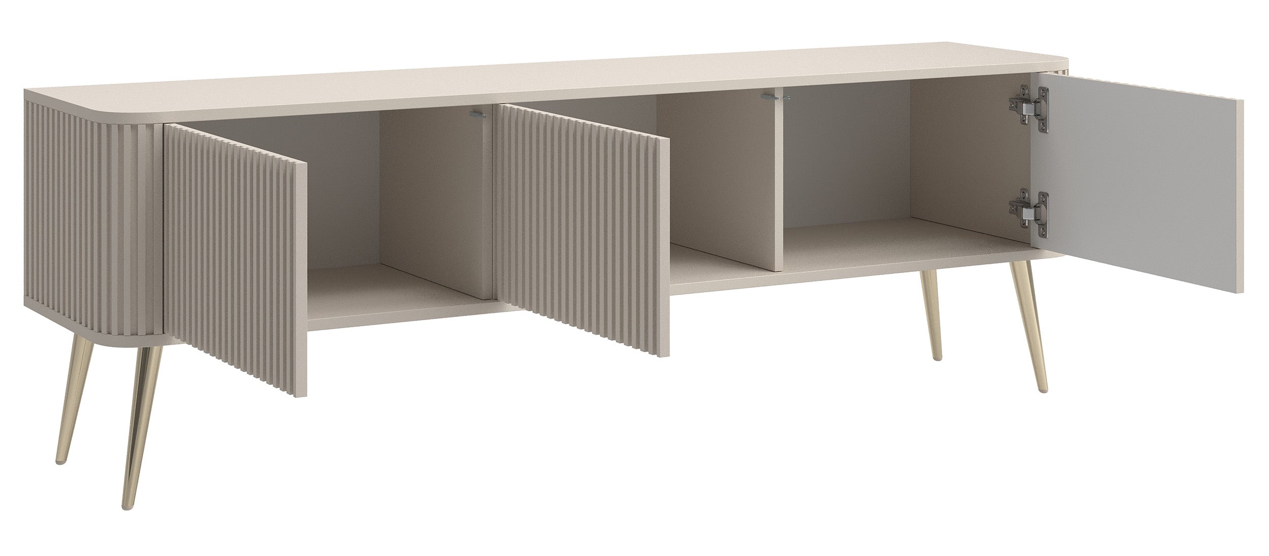 selsey-ovarlo-tv-schrank-dreit-rig-163-cm-sandbeige-mit-goldenen-beinen-rillen image 6