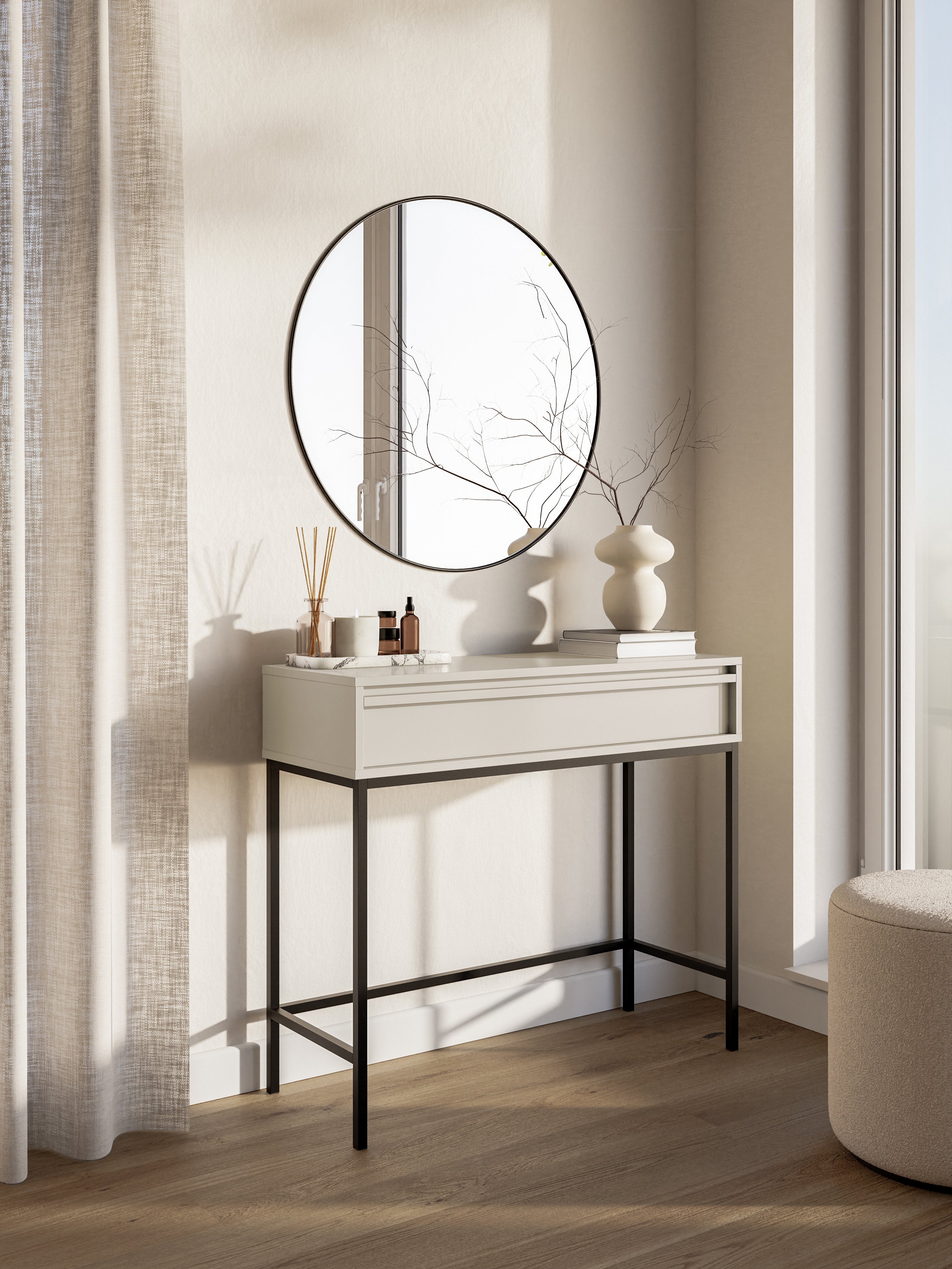 selsey-evo-konsole-90-cm-kaschmir-mit-schublade-und-gestell image 2