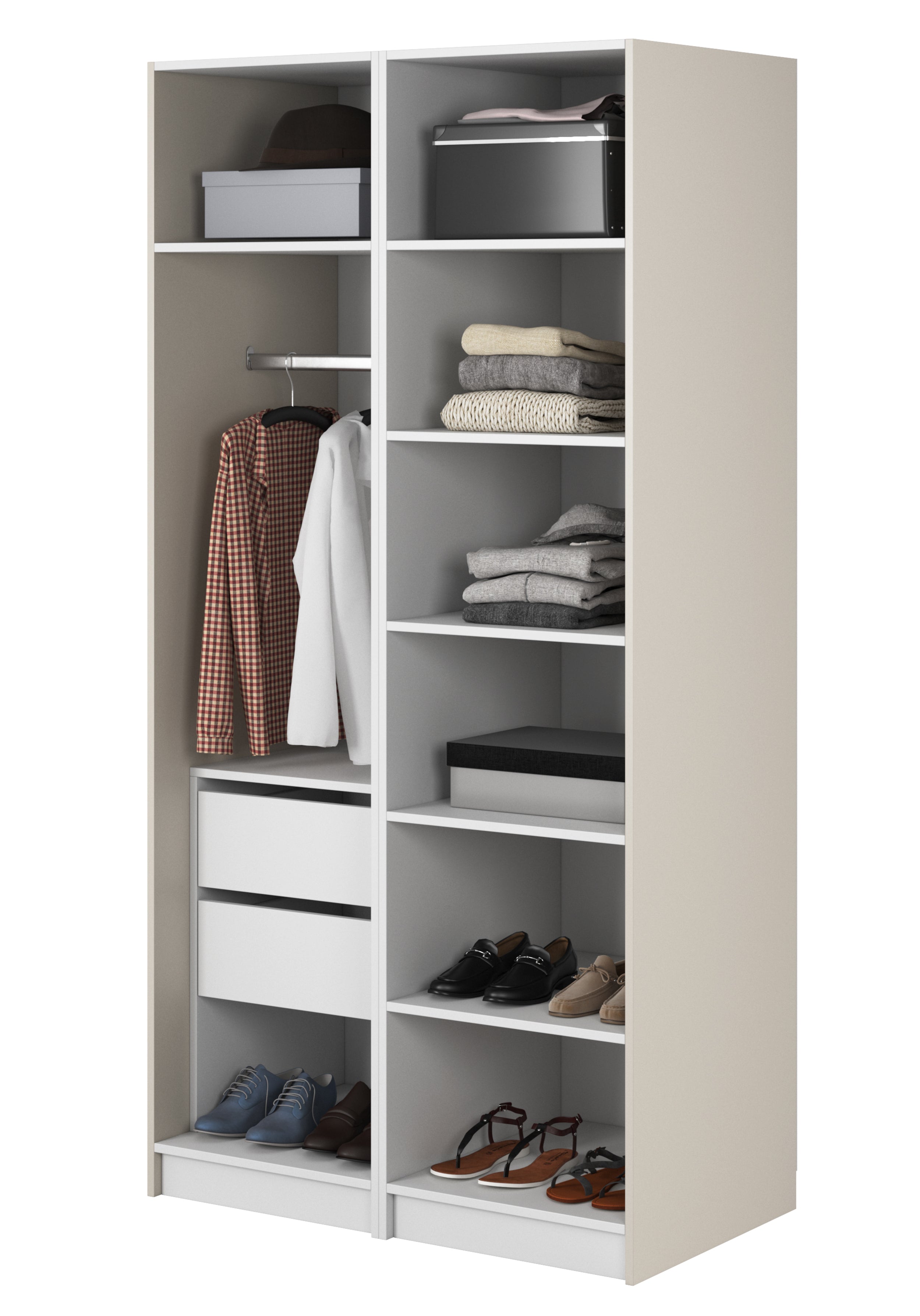 selsey-moonir-kleiderschrank-100-cm-grau-beige-2-t-rig-mit-kleiderstange-regalen image 3