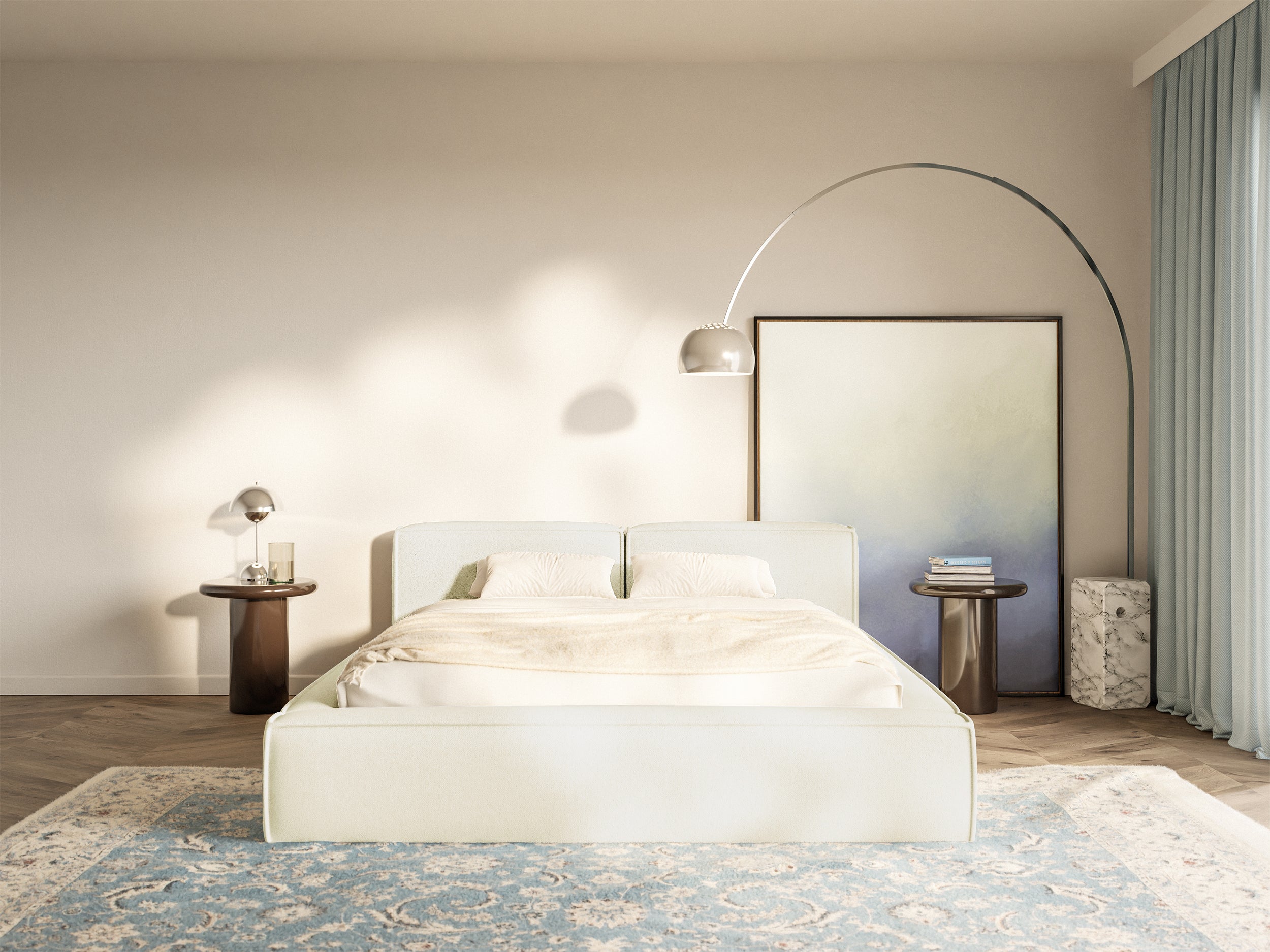 selsey-tilves-slim-low-polsterbett-200x200-cm-mit-stauraum-creme-chenille image 3