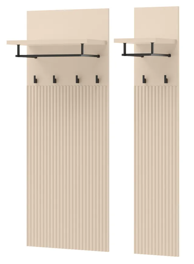 selsey-trend-wandhalter-76-cm-mit-regalen-sandbeige-schwarz-gerillte-fronten image 1