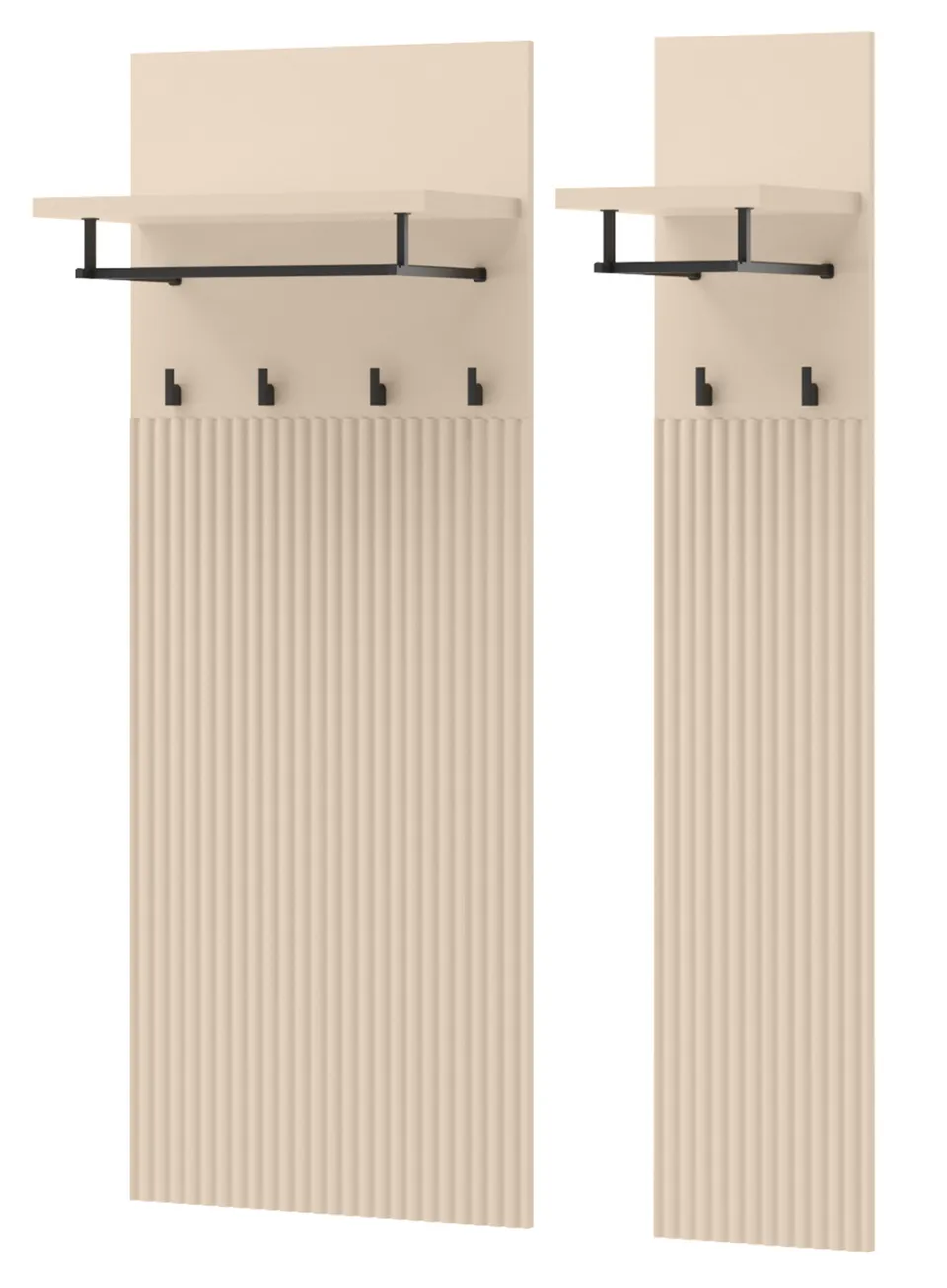 selsey-trend-wandhalter-76-cm-mit-regalen-sandbeige-schwarz-gerillte-fronten image 1
