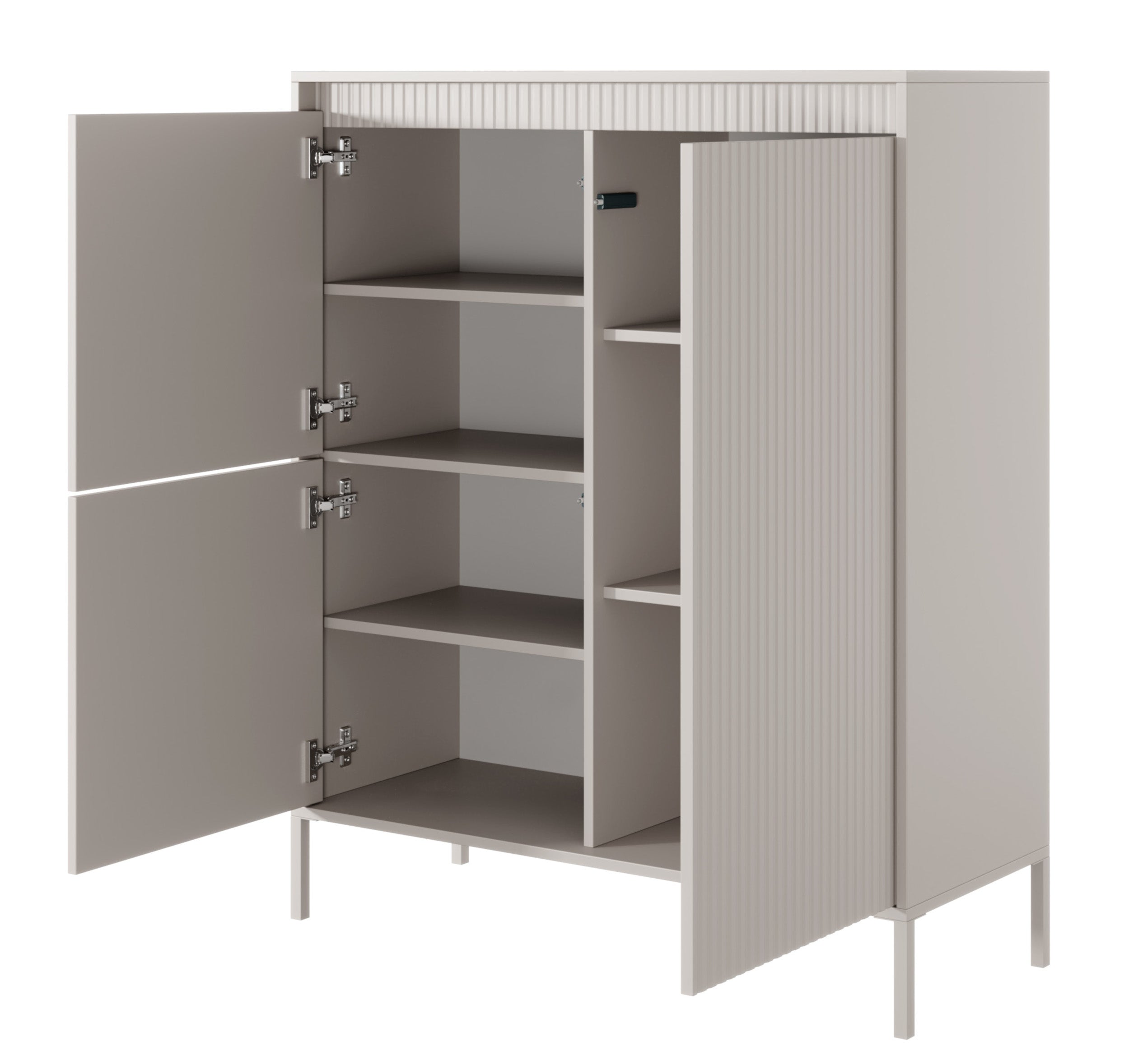 selsey-falsetto-hohe-kommode-mit-3-t-ren-und-gerillten-fronten-104-cm-beige image 4