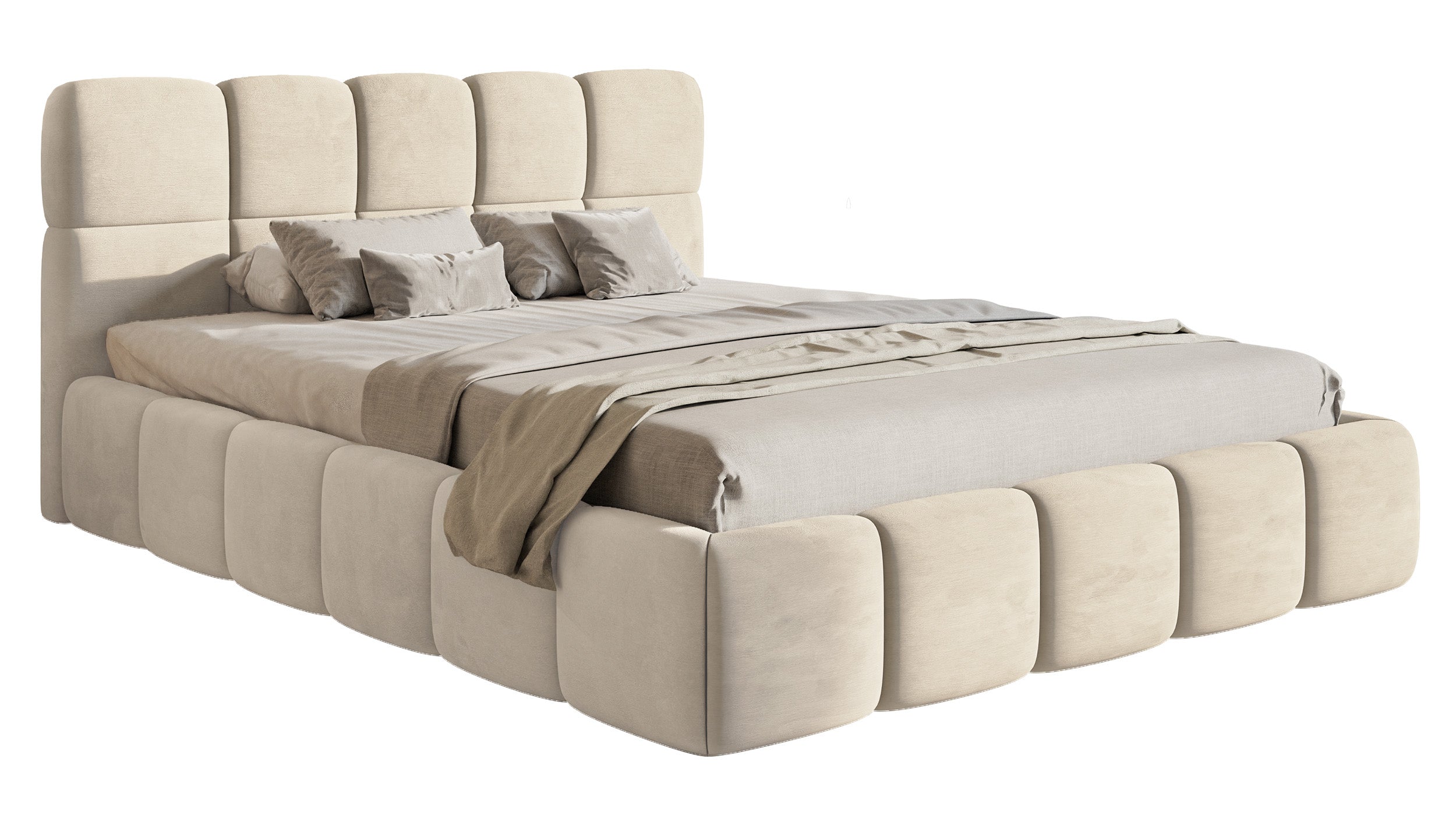 selsey-cloudy-polsterbett-160x200-cm-hellbeige-velours-wasserabweisend-leicht-zu image 1