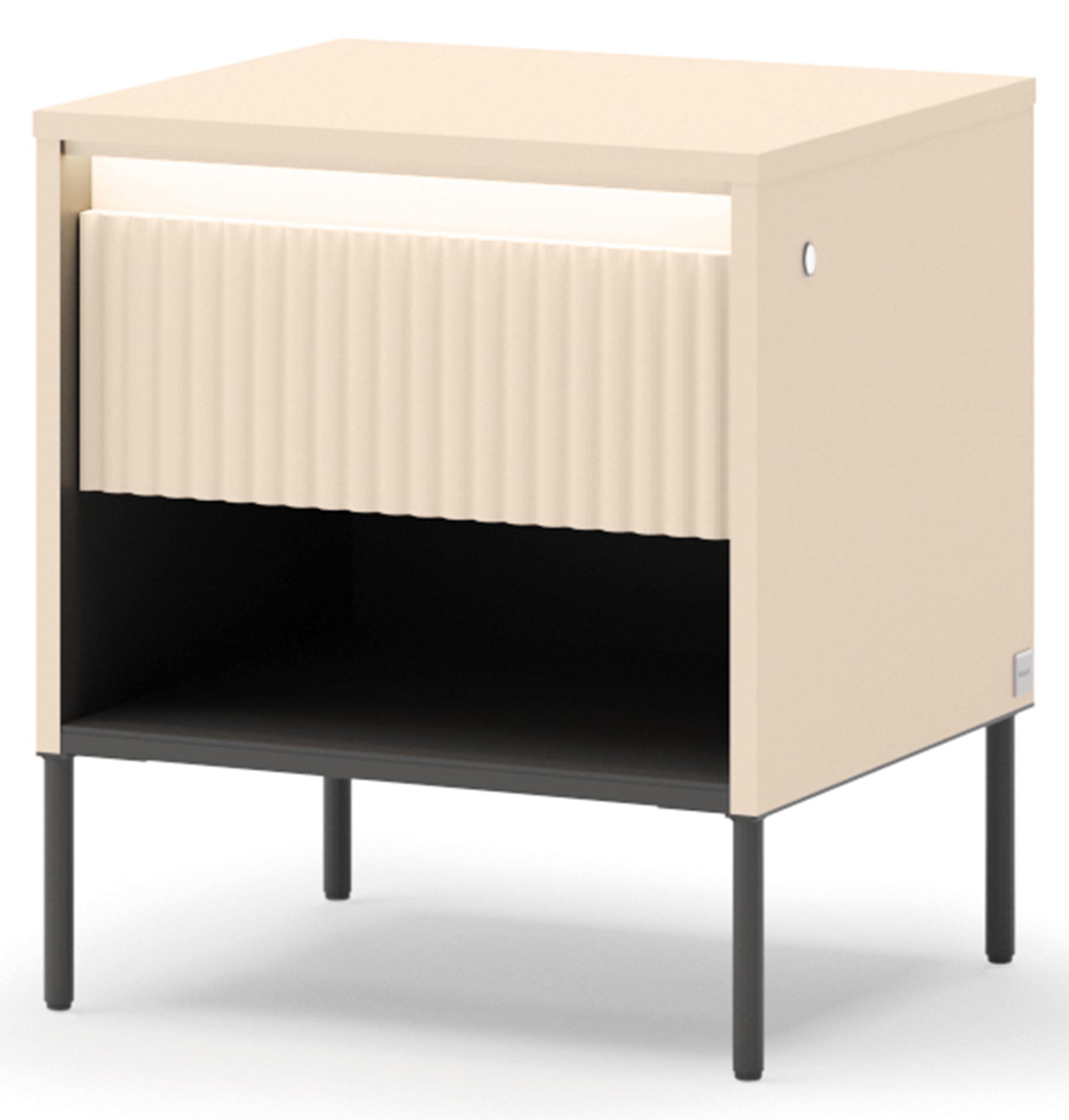 selsey-trend-nachttisch-46-cm-sandbeige-schwarz-gerillt-mit-schublade-beleuchtun image 5