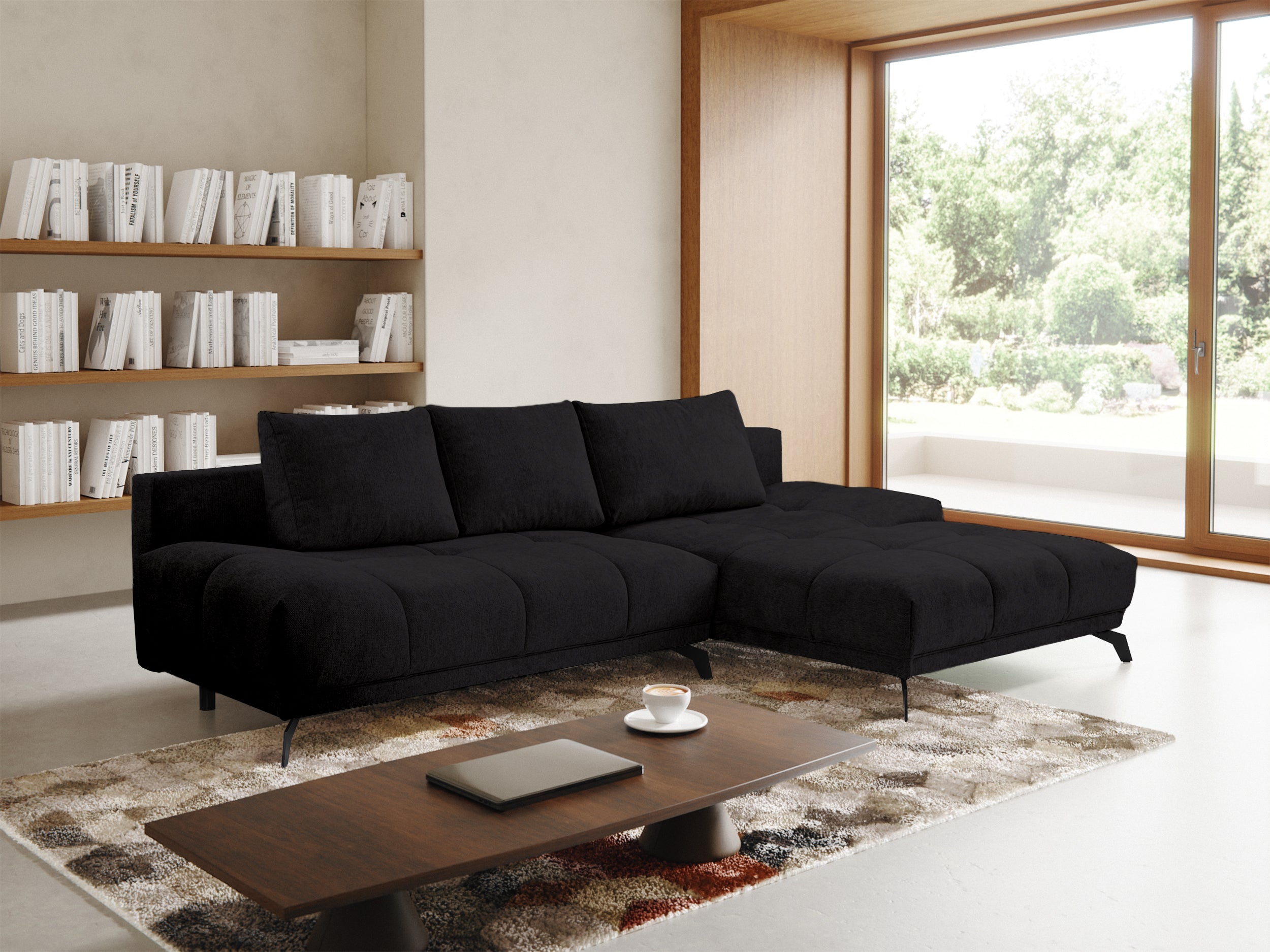 selsey-felipe-ecksofa-mit-schlaffunktion-l-form-rechts-schwarzer-chenille image 2